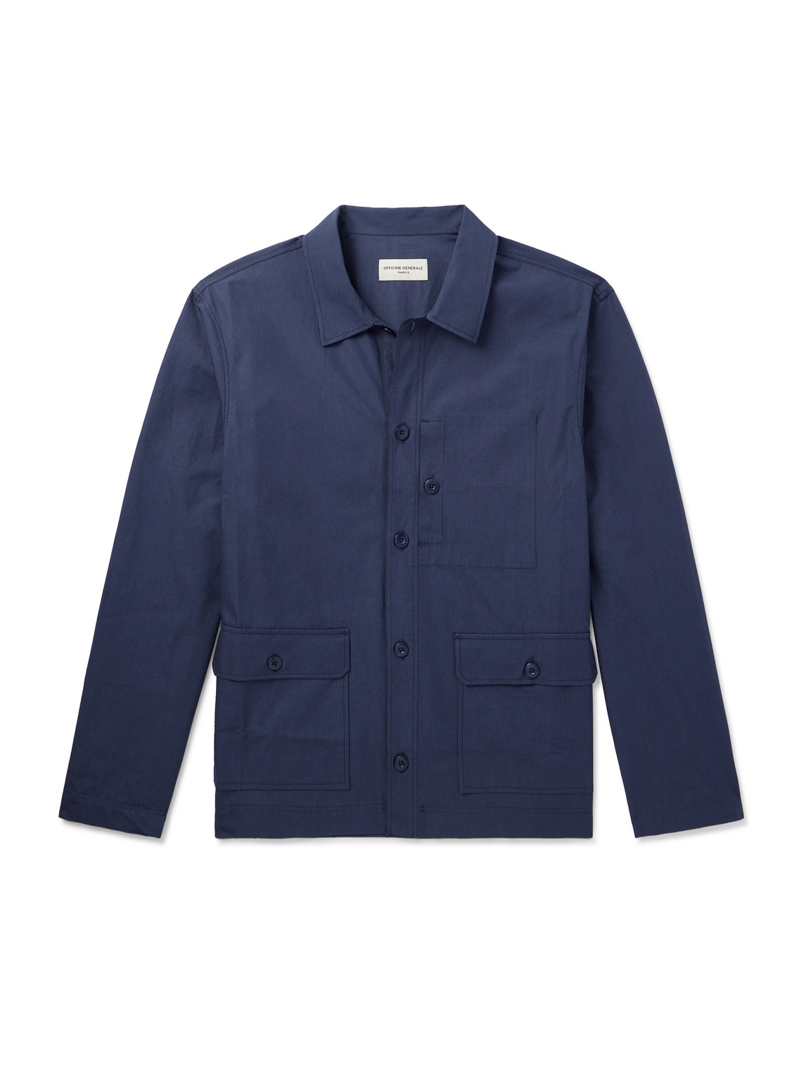 Officine Generale Gibson Garment-dyed Cotton-twill Overshirt In Blue