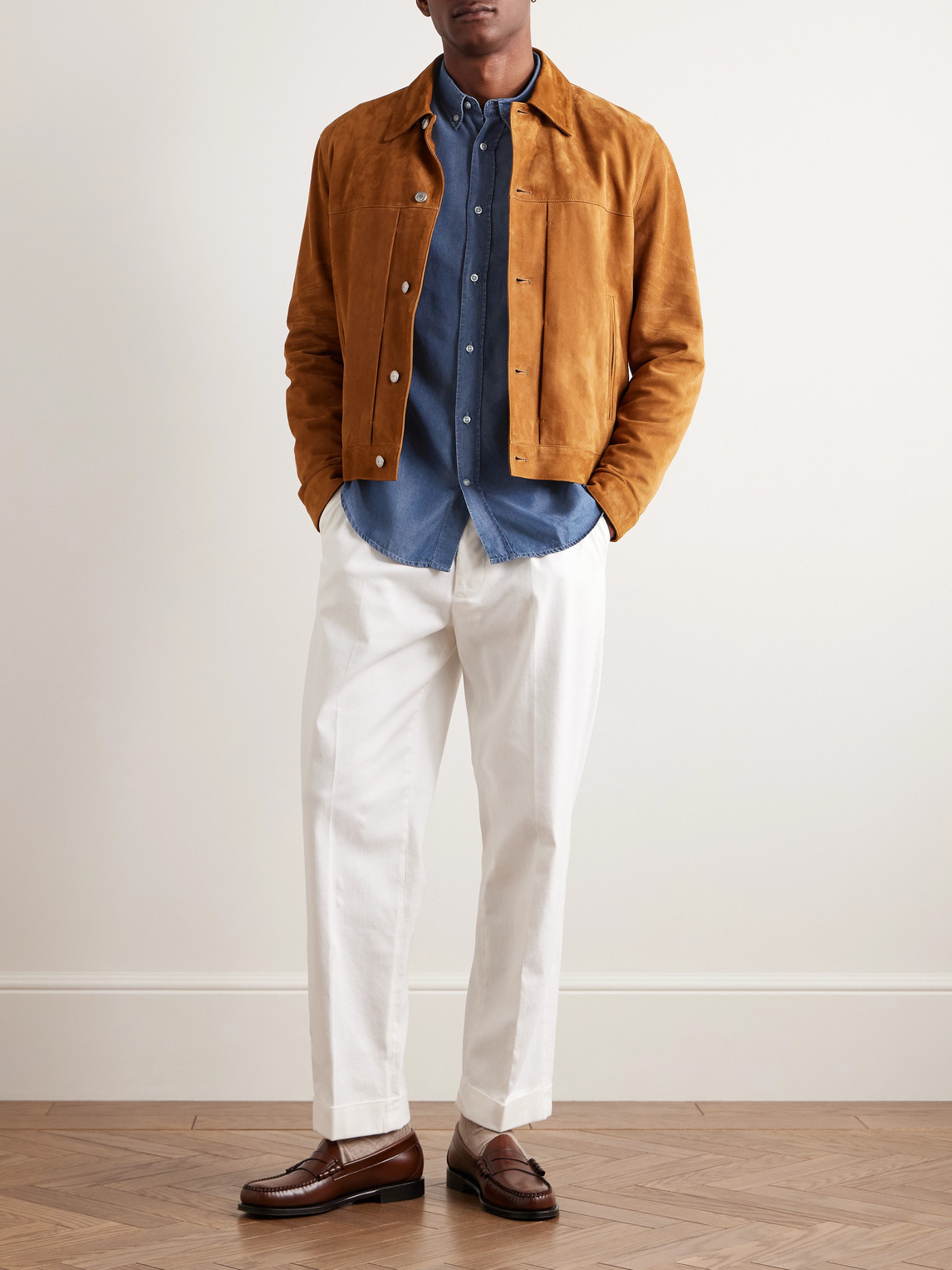 Officine Generale Bart Button-down Collar Washed Lyocell-chambray Shirt In Blue