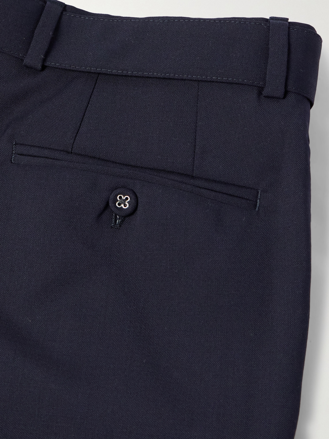 Shop Officine Generale Hugo Straight-leg Belted Virgin Wool Suit Trousers In Blue