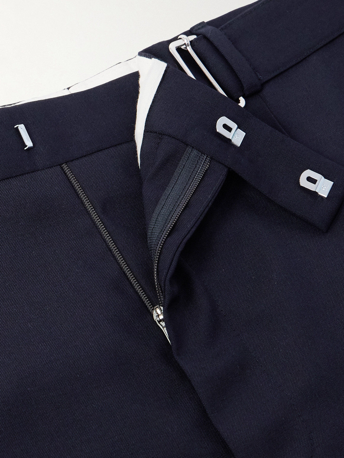 Shop Officine Generale Hugo Straight-leg Belted Virgin Wool Suit Trousers In Blue