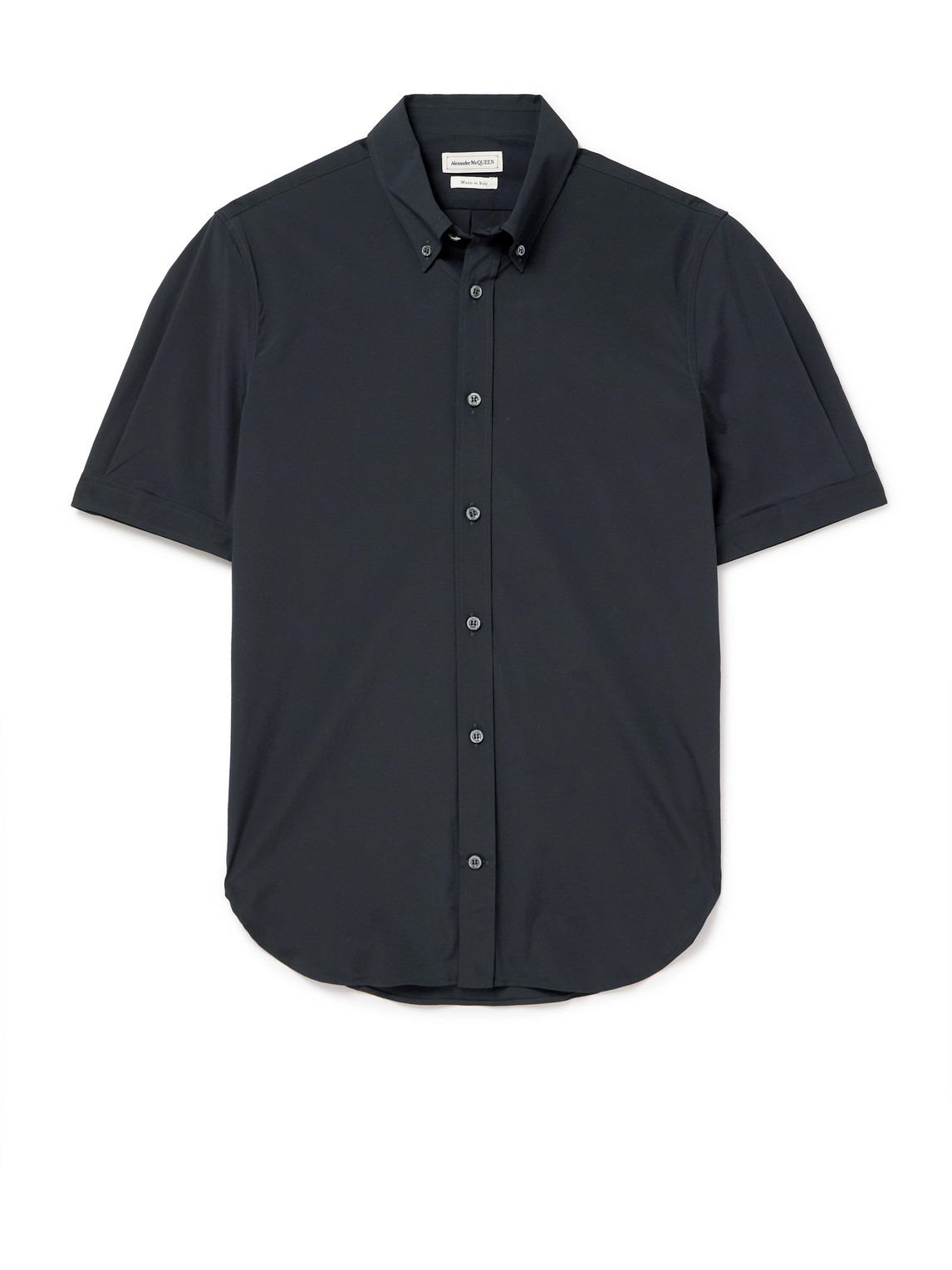 Alexander Mcqueen Brad Pitt Button-down Collar Cotton-blend Poplin Shirt In Black