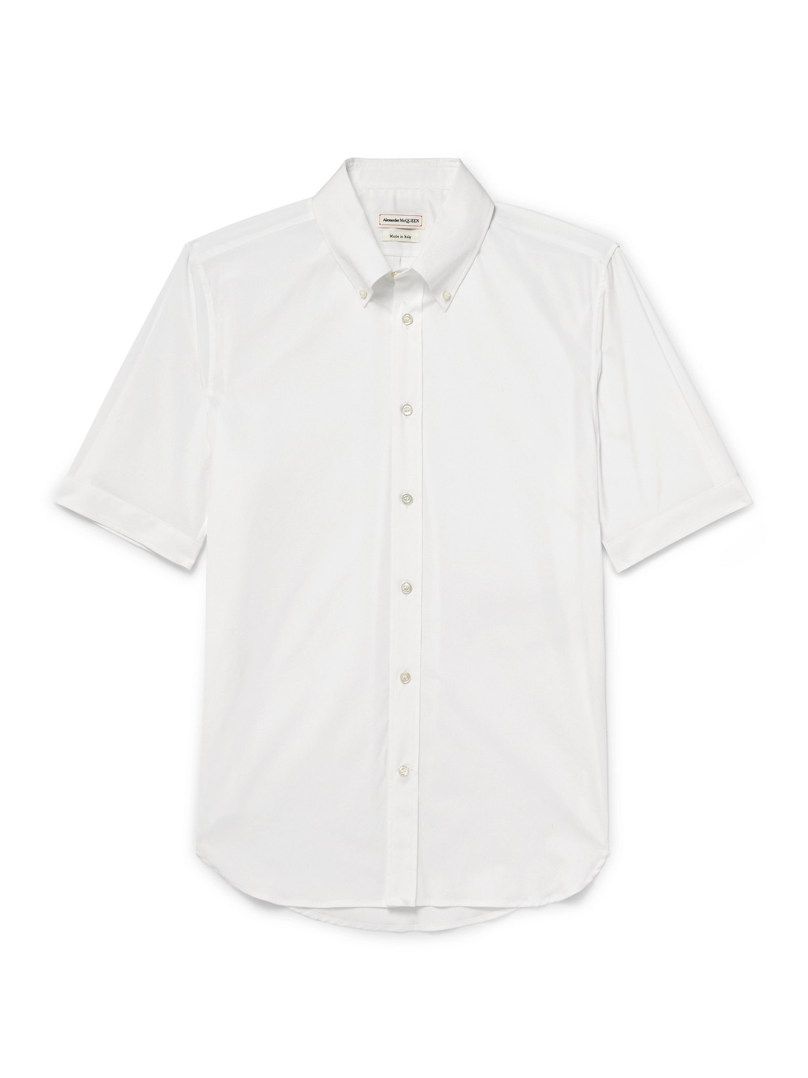 Alexander Mcqueen Brad Pitt Button-down Collar Cotton-blend Poplin Shirt In White