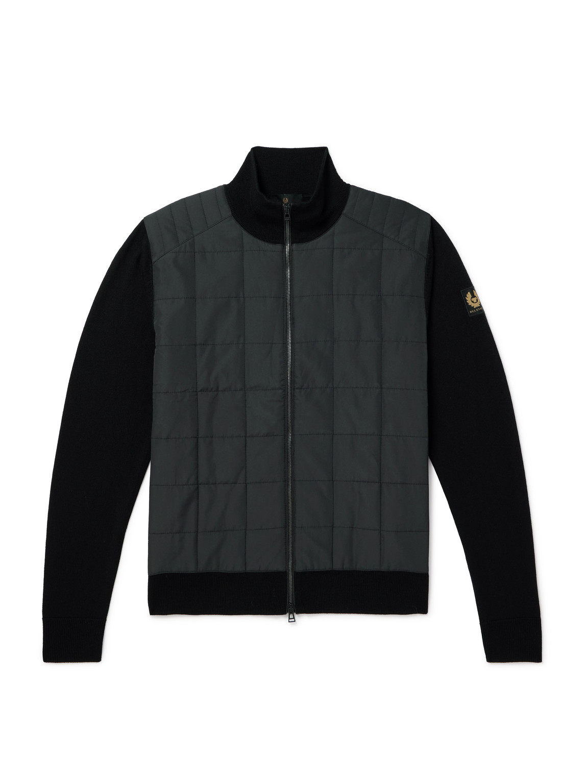 Belstaff Kelbrook Quilted Wool And Shell Cardigan In Black