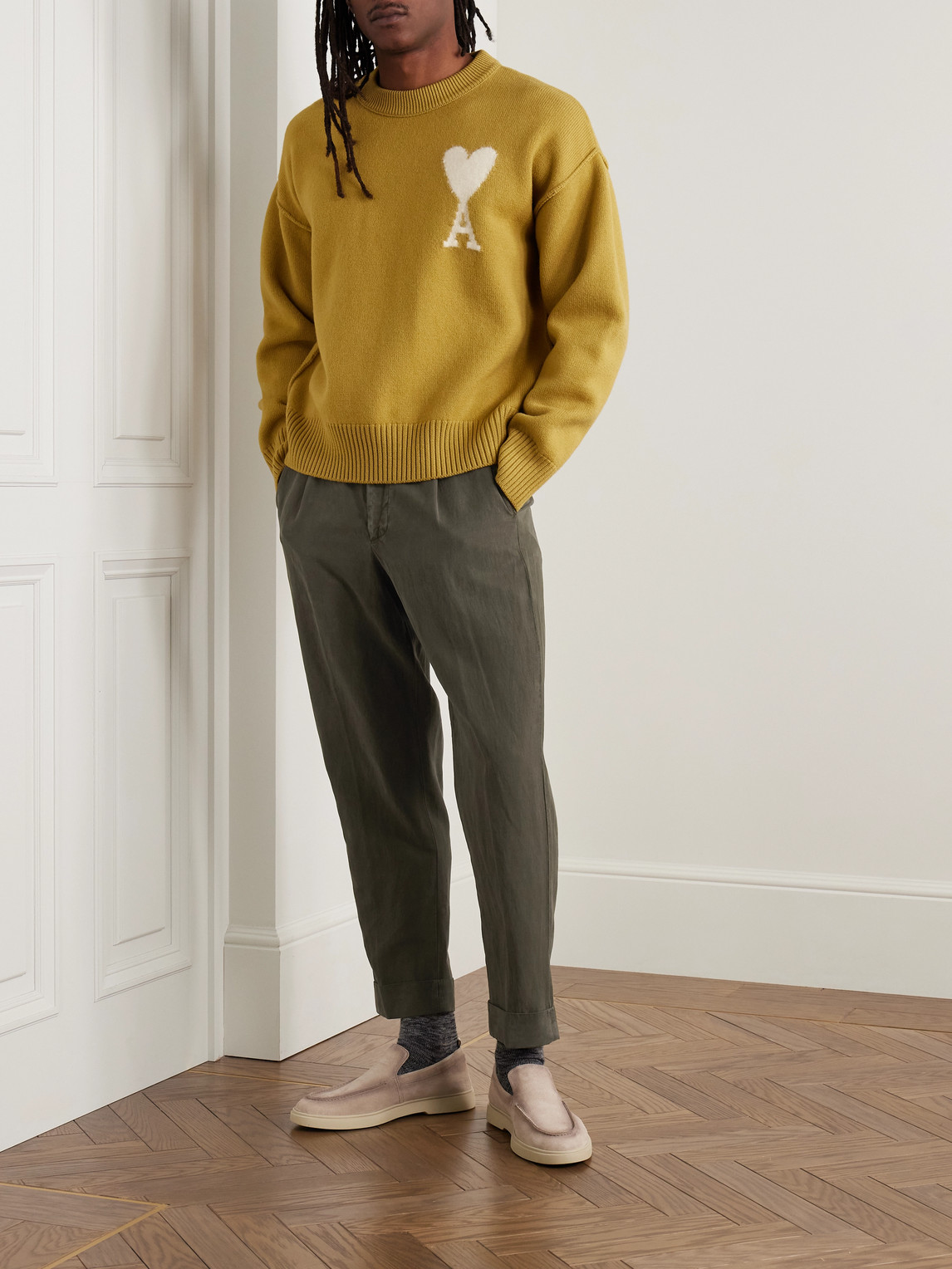Officine Generale Hugo Straight-leg Belted Pleated Garment-dyed Lyocell, Linen And Cotton-blend Trousers In Green