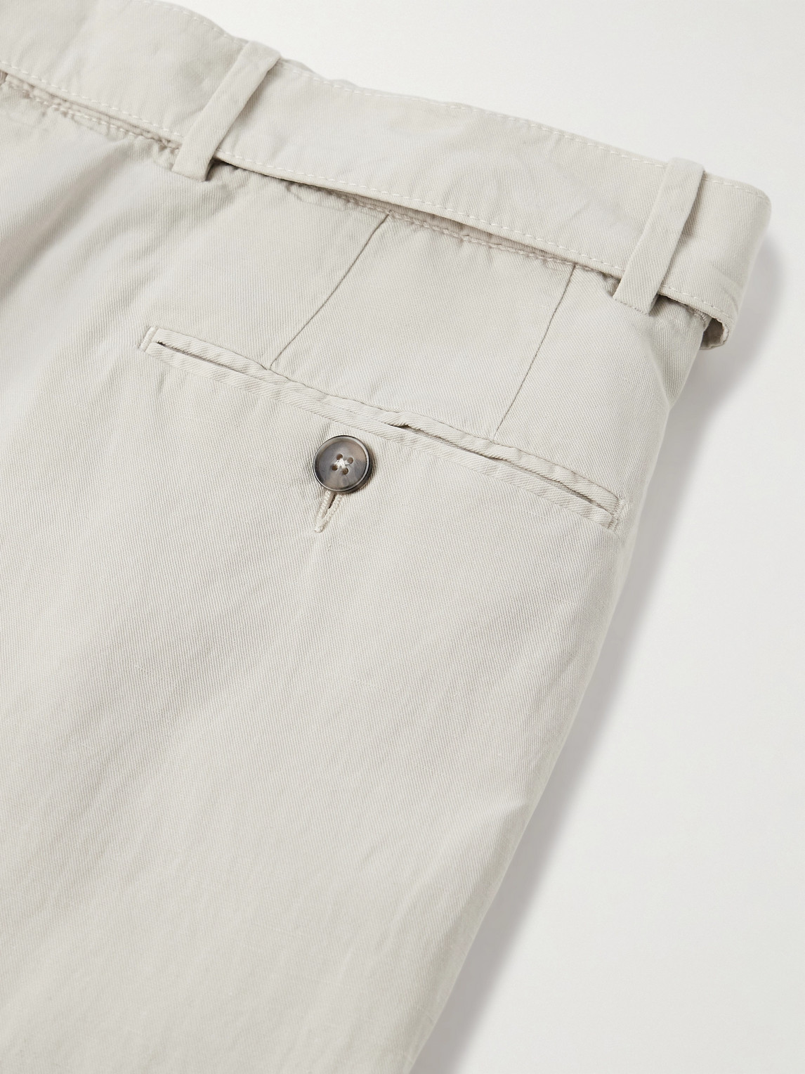 OFFICINE GENERALE HUGO STRAIGHT-LEG BELTED PLEATED GARMENT-DYED LYOCELL, LINEN AND COTTON-BLEND TROUSERS