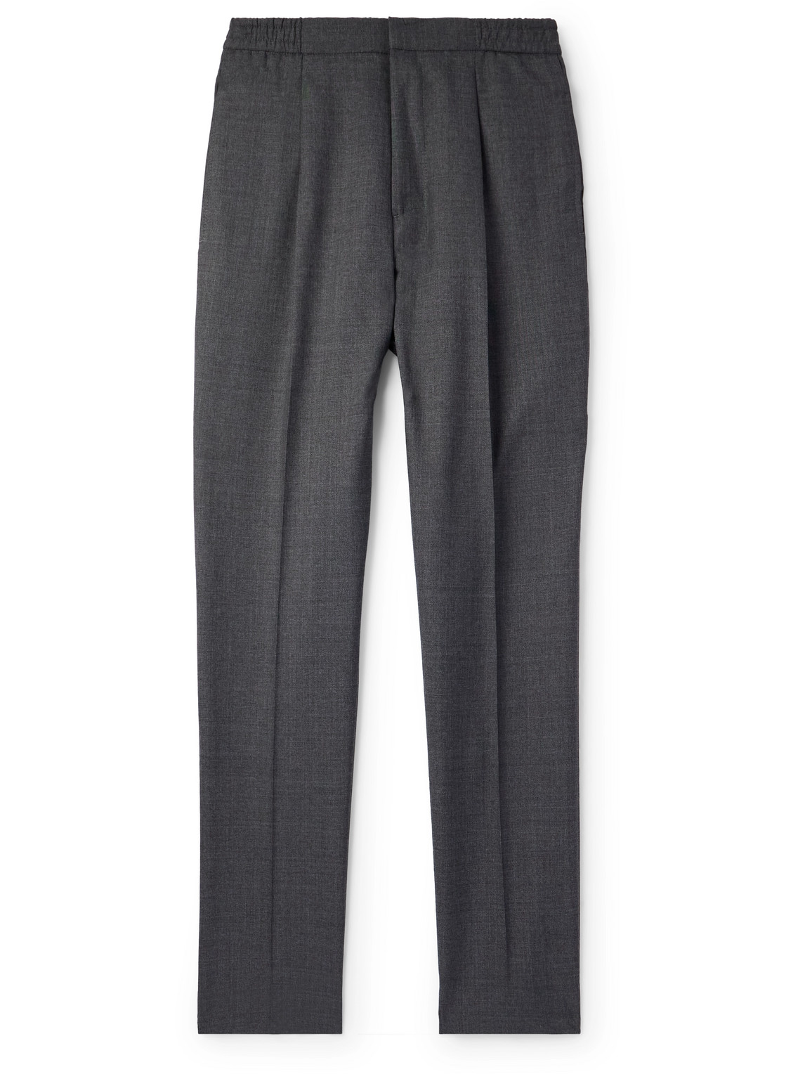 Officine Generale Drew Tapered Pleated Wool Trousers In Gray