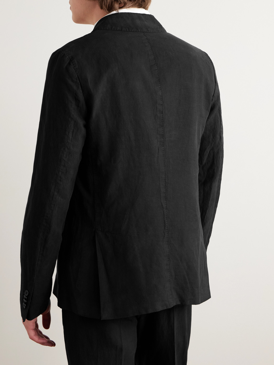 OFFICINE GENERALE NEHEMIAH GARMENT-DYED LYOCELL, LINEN AND COTTON-BLEND TWILL SUIT JACKET