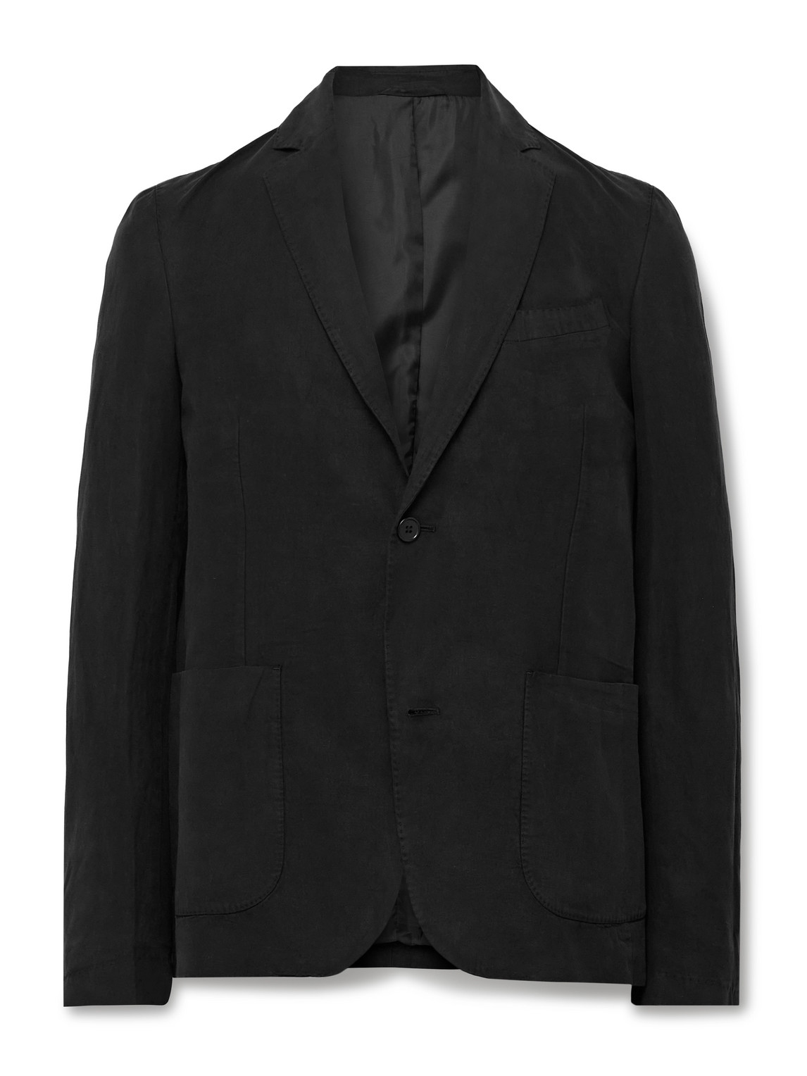 Officine Generale Nehemiah Garment-dyed Lyocell, Linen And Cotton-blend Twill Suit Jacket In Black