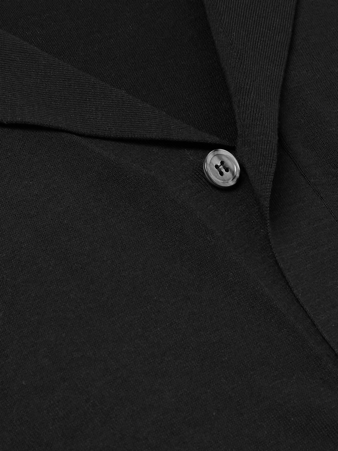 Shop Officine Generale Keaton Camp-collar Lyocell, Cotton And Silk-blend Cardigan In Black