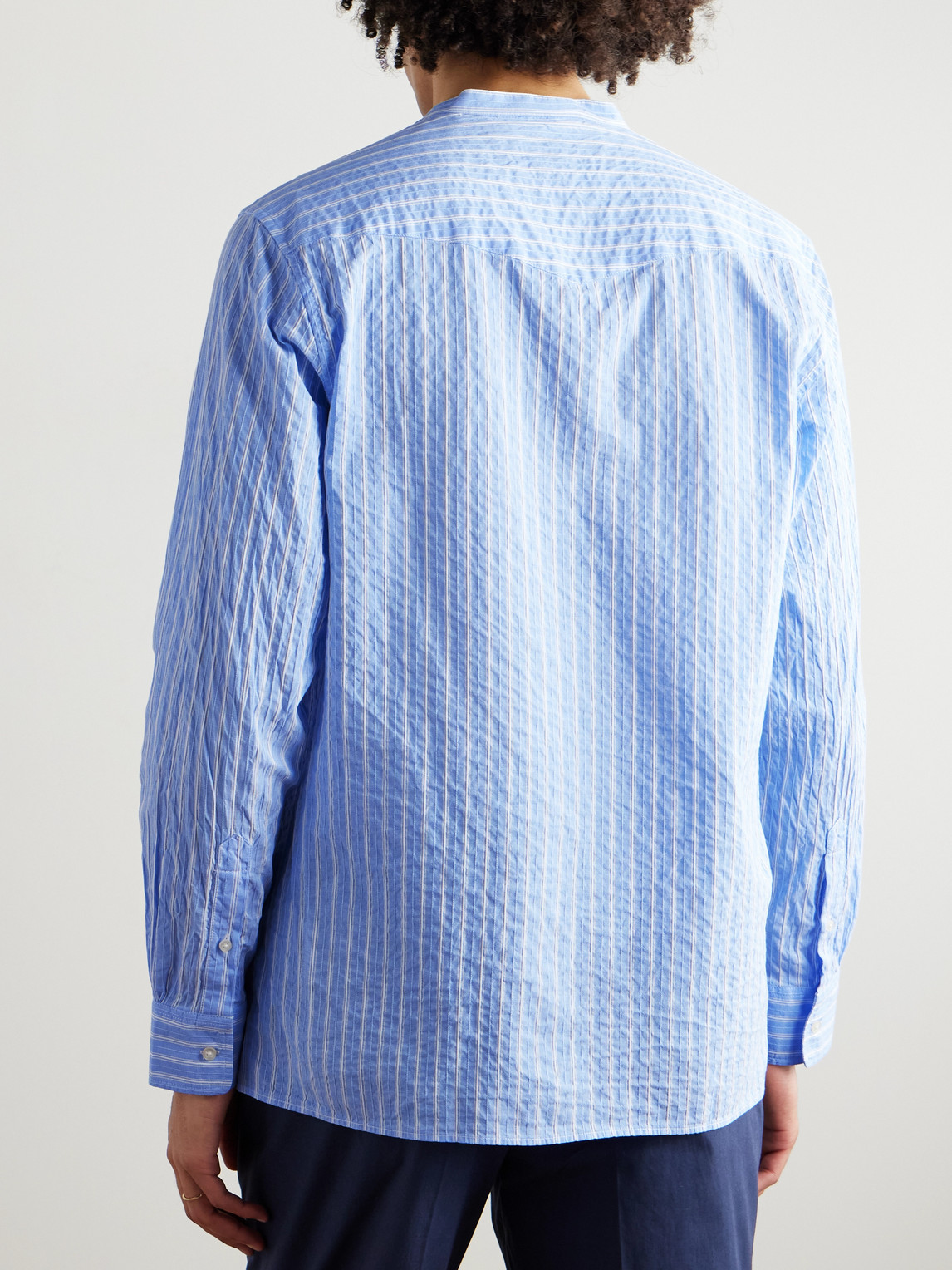 OFFICINE GENERALE GASTON GRANDDAD-COLLAR STRIPED COTTON SHIRT