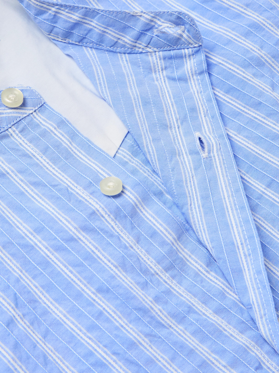 OFFICINE GENERALE GASTON GRANDDAD-COLLAR STRIPED COTTON SHIRT