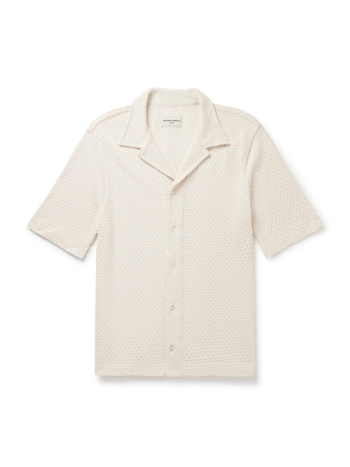Officine Generale Kai Camp-collar Pointelle-knit Cotton Shirt
