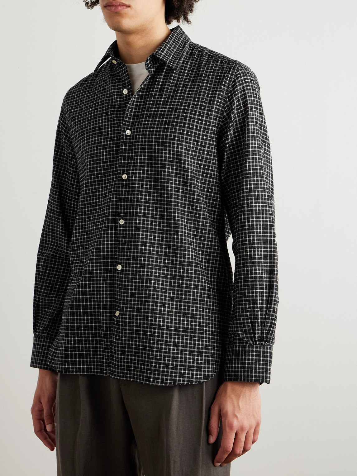 OFFICINE GENERALE GIACOMO CHECKED COTTON SHIRT