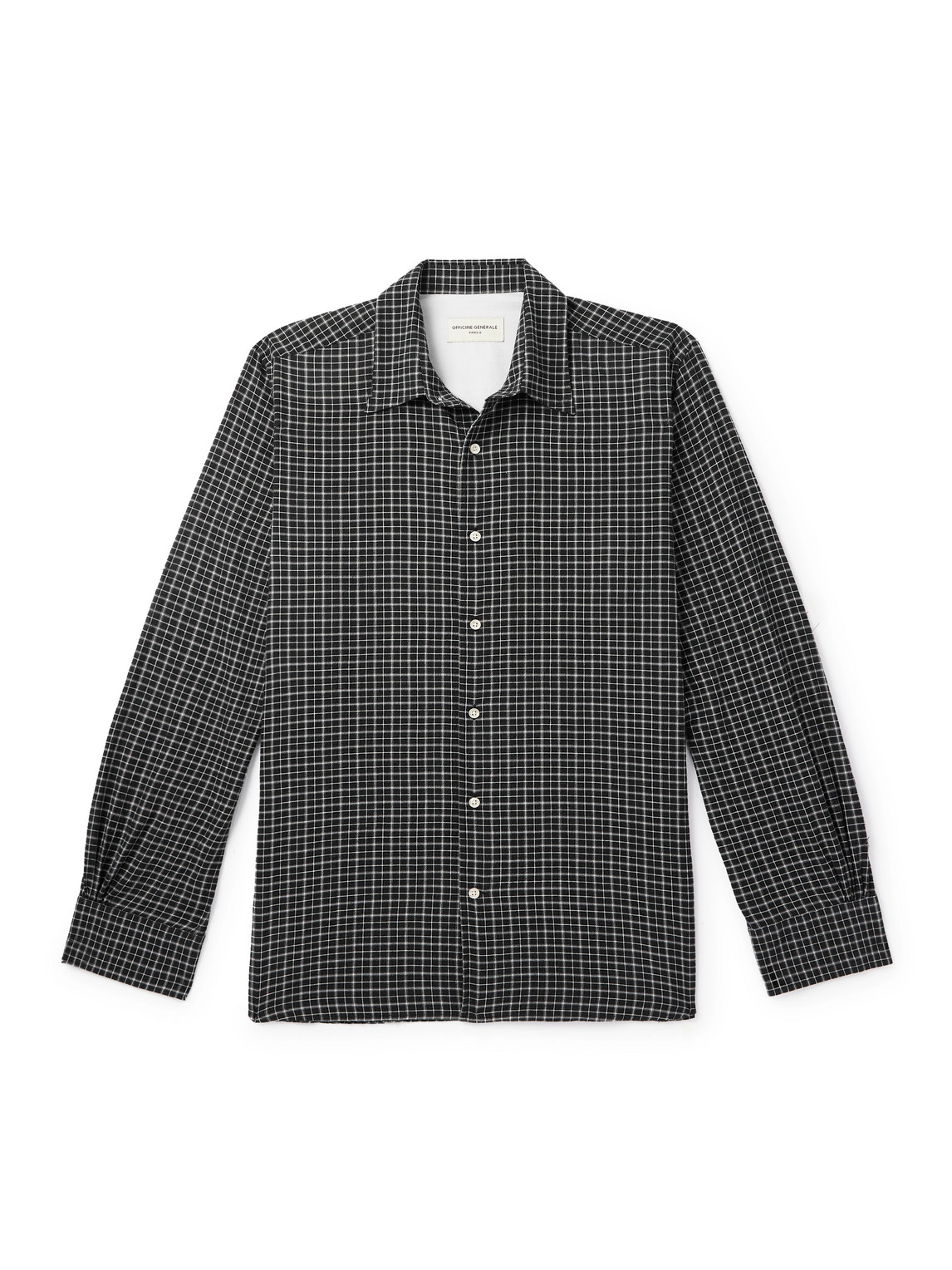 Officine Generale Giacomo Checked Cotton Shirt In Black