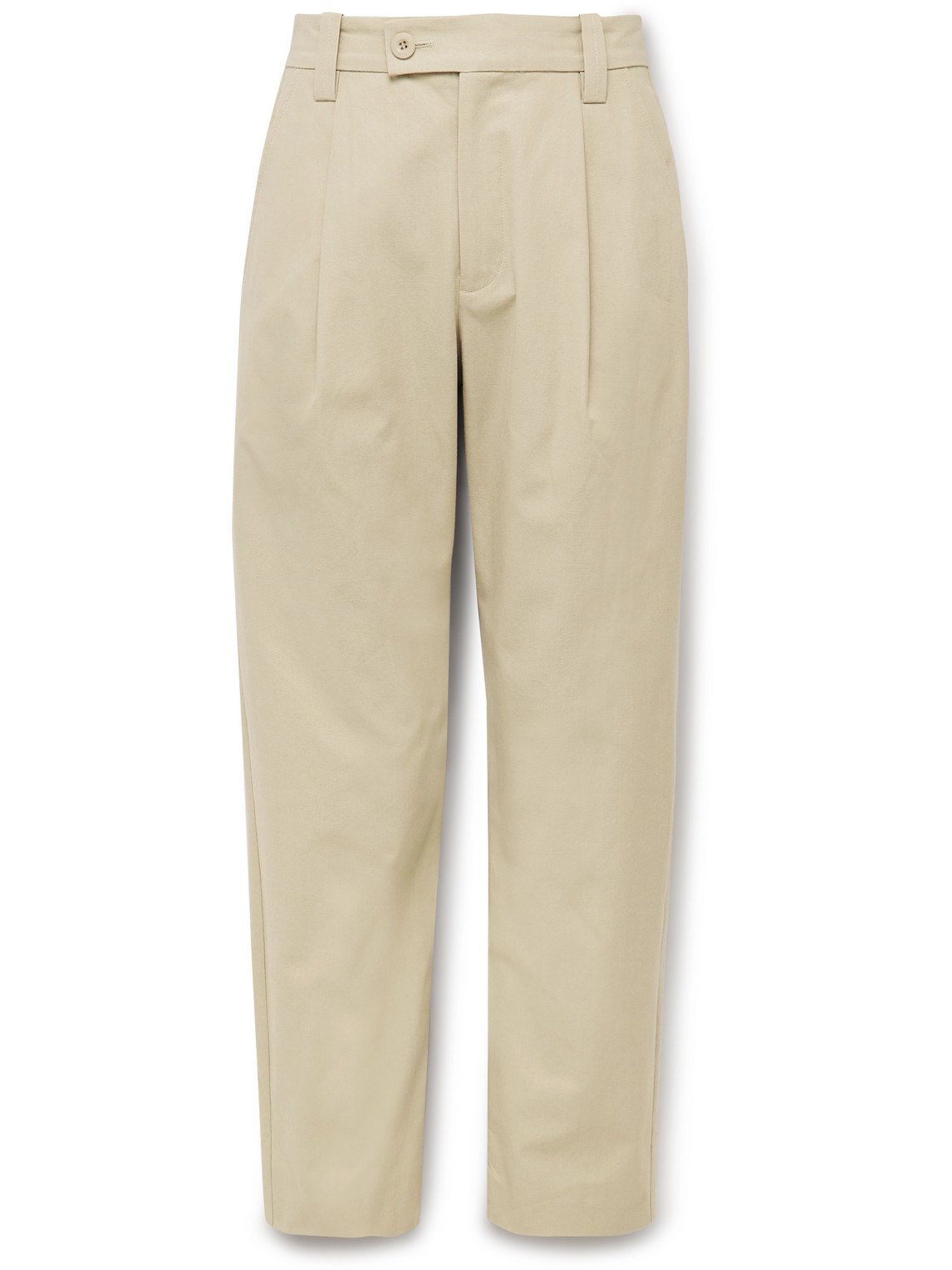 Apc Renato Tapered Pleated Cotton Trousers In Neutrals