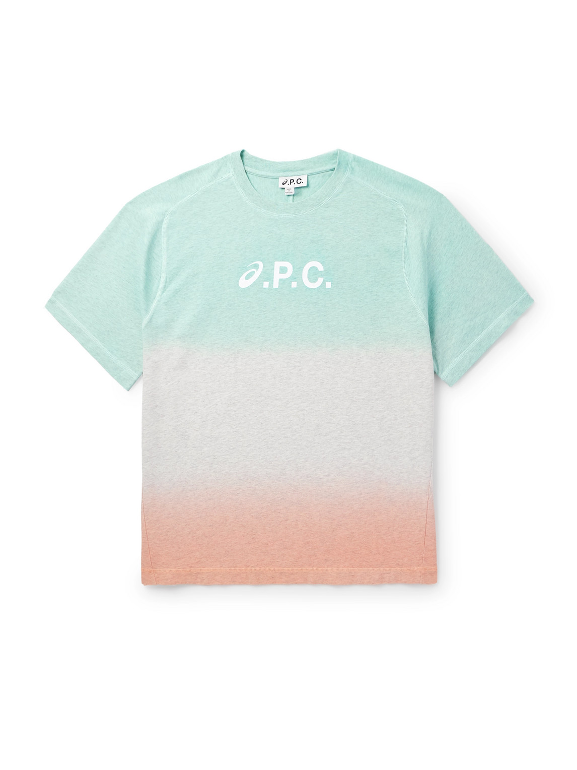 Apc Asics Interaction Logo-print Dégradé Organic Cotton-jersey T-shirt In Orange