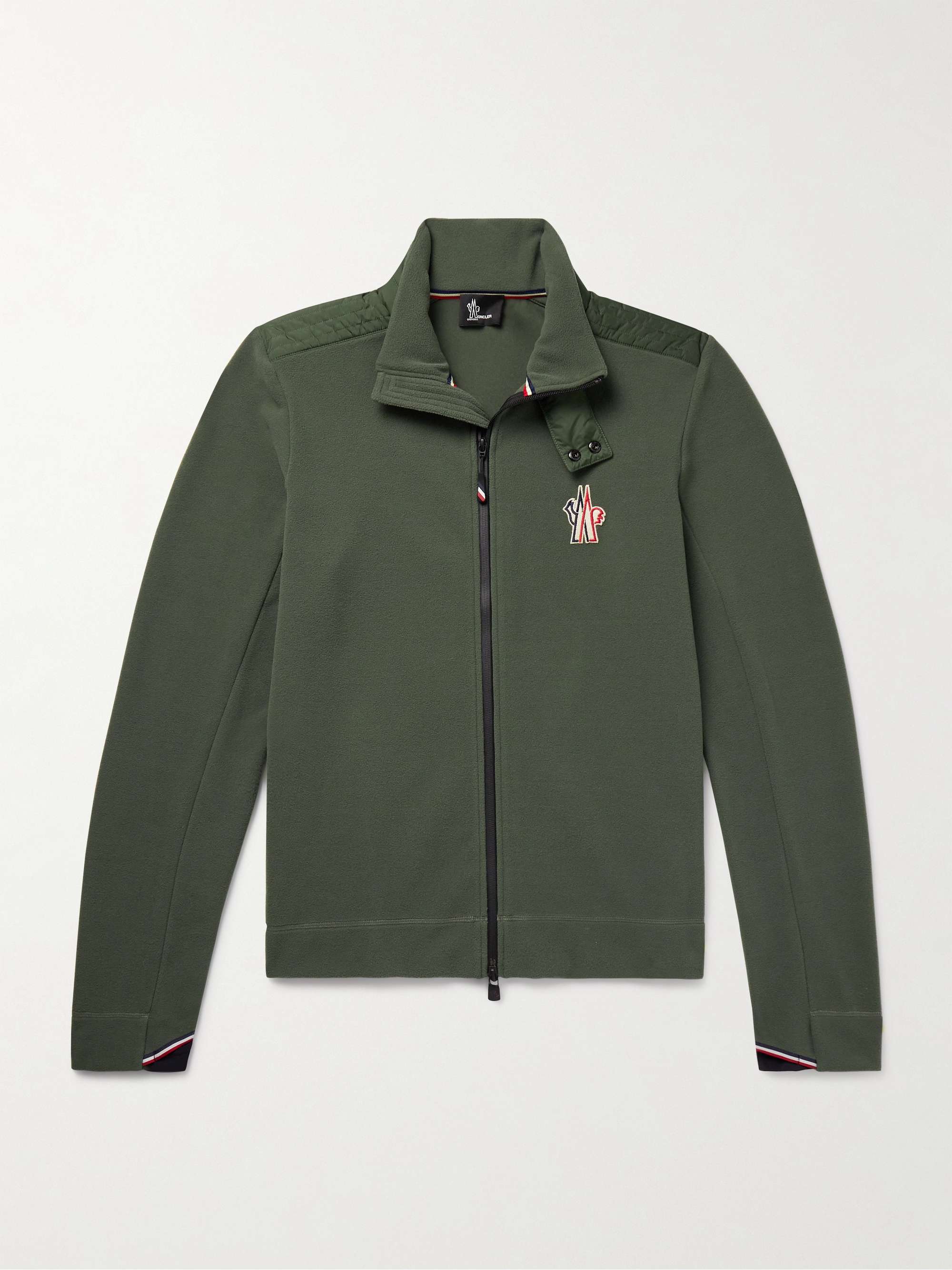 MONCLER GRENOBLE Logo Appliqued Shell Trimmed Fleece Zip Up Sweatshirt for Men MR PORTER