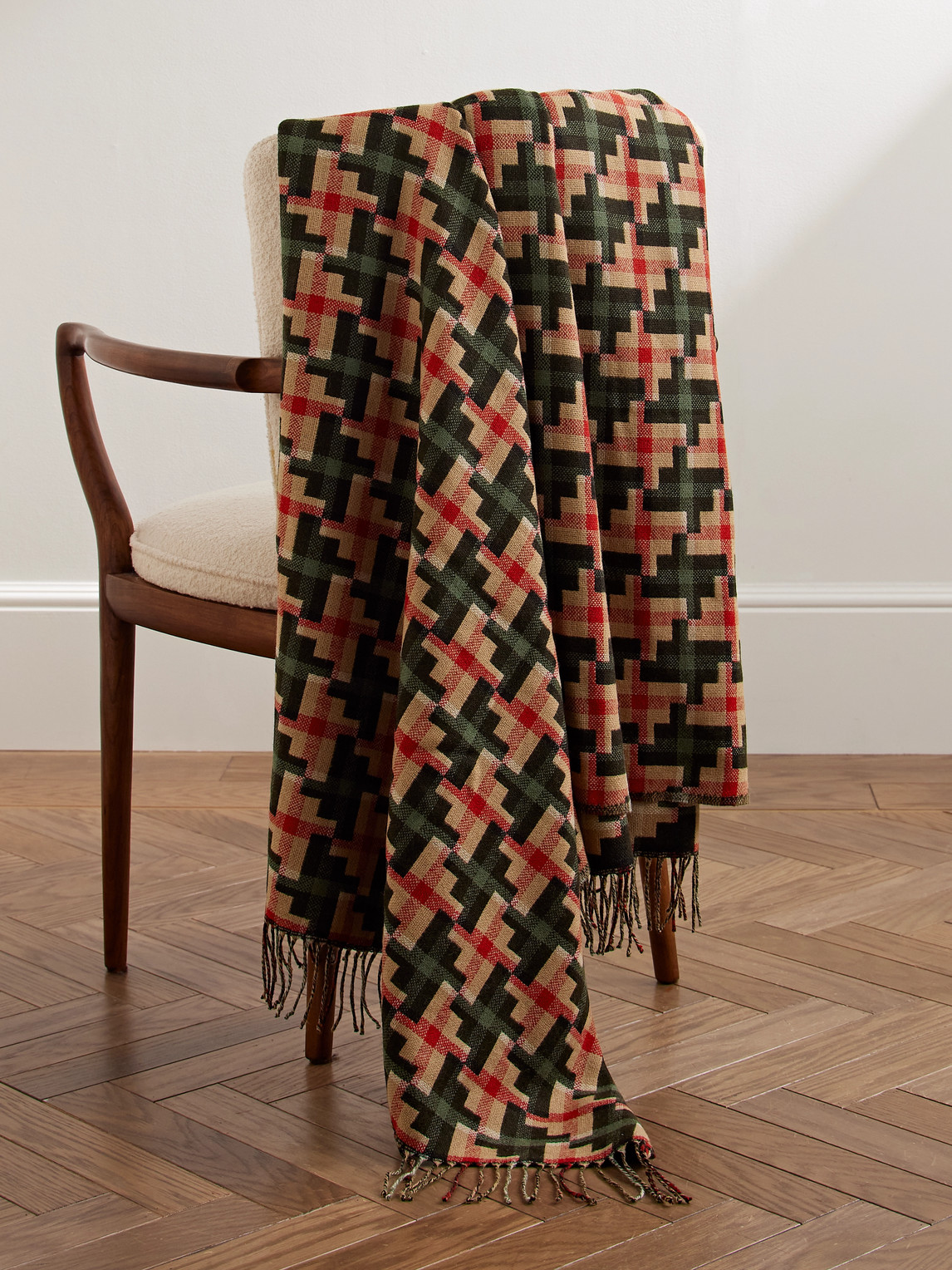 Soho Home Sima Fringed Houndstooth Wool-Blend Throw - Men
