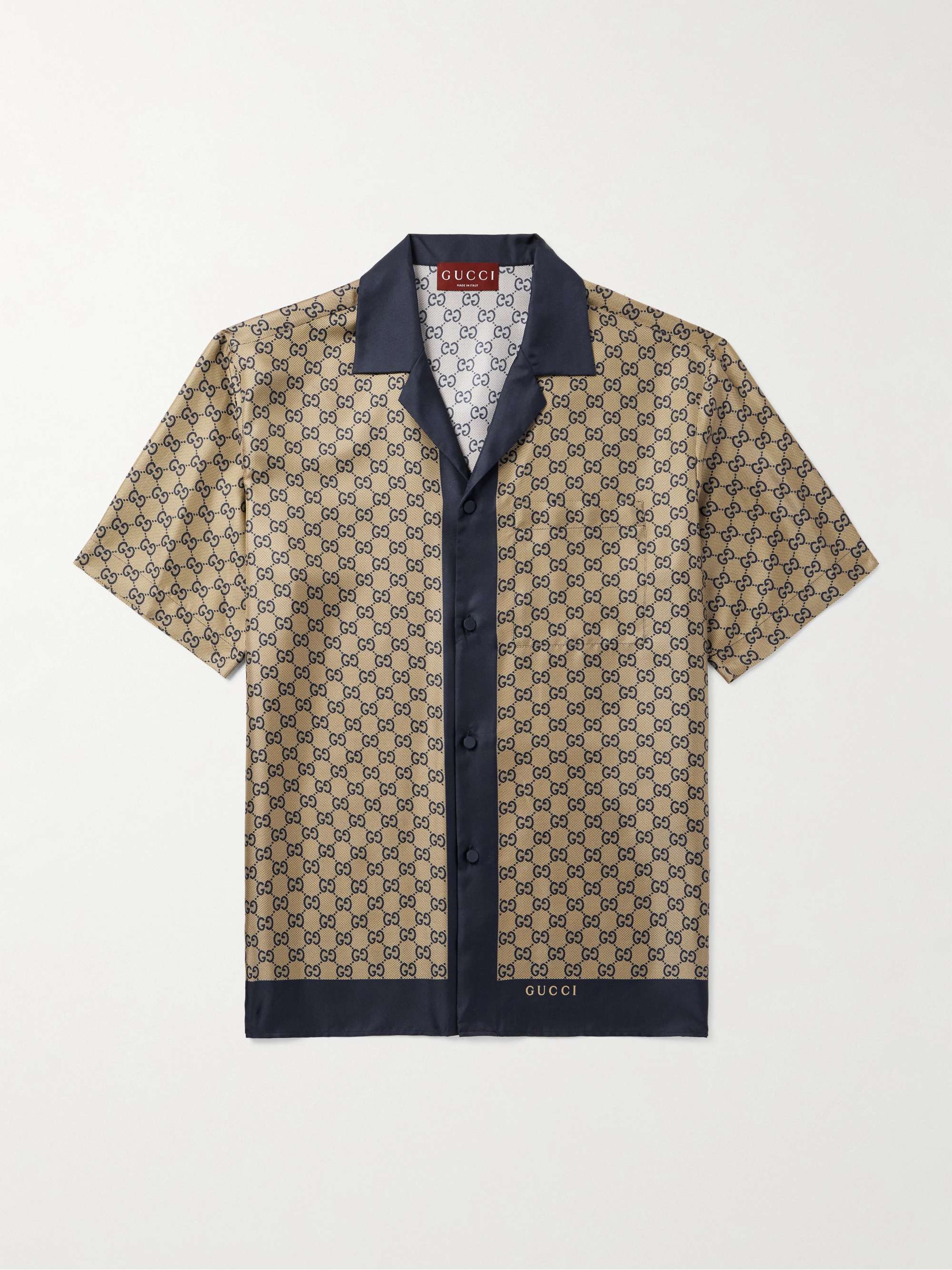 肌触りがいい GUCCI シルクジャカード キャンプカラーシャツ | ミスターポーター トップス