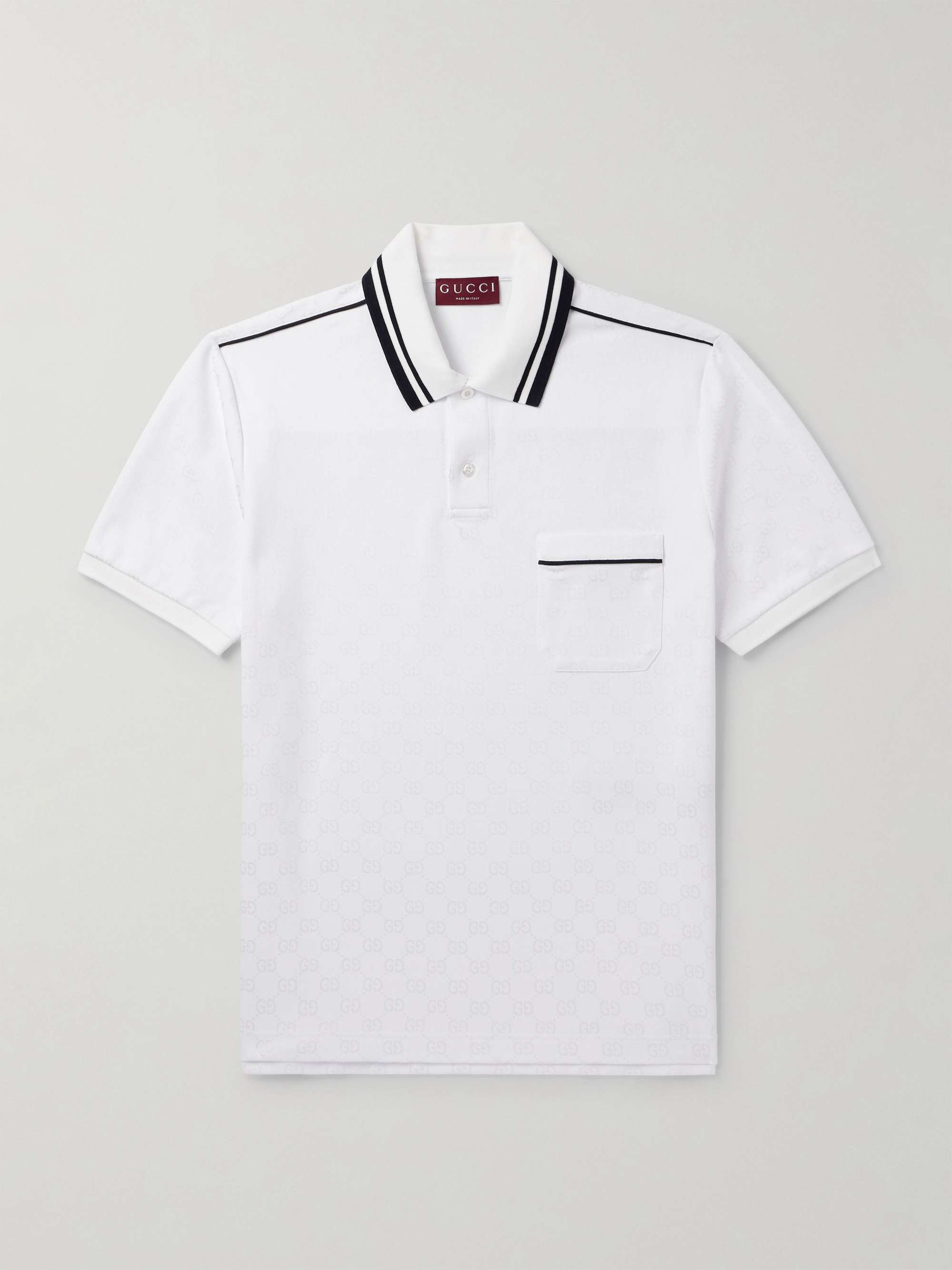 GUCCI Logo-Jacquard Striped Jersey Polo Shirt for Men | MR GUCCI Logo-Jacquard Striped Jersey Polo Shirt for Men | MR