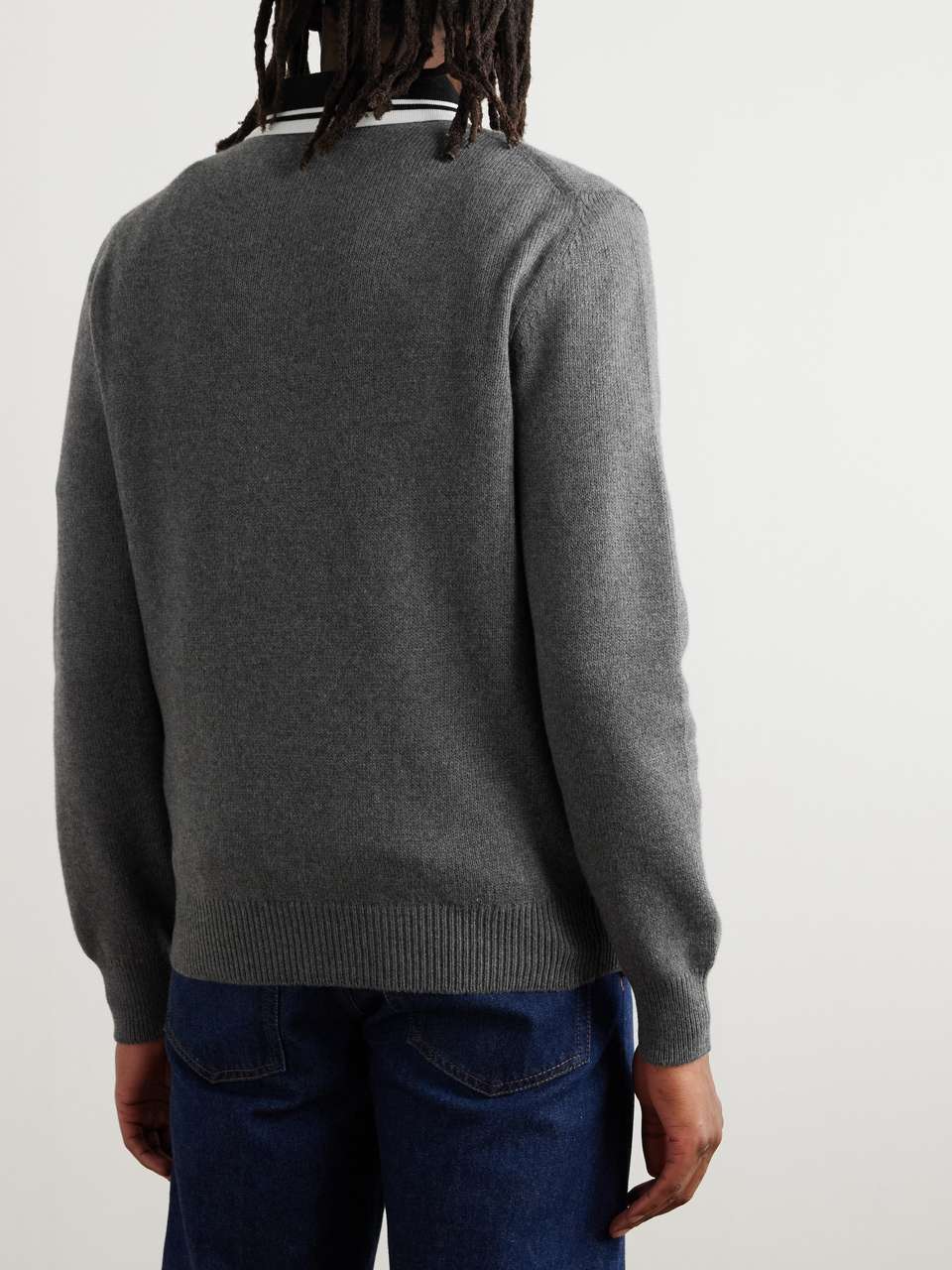 Gucci 25 Embroidered Pullover Sweater Gray Wool