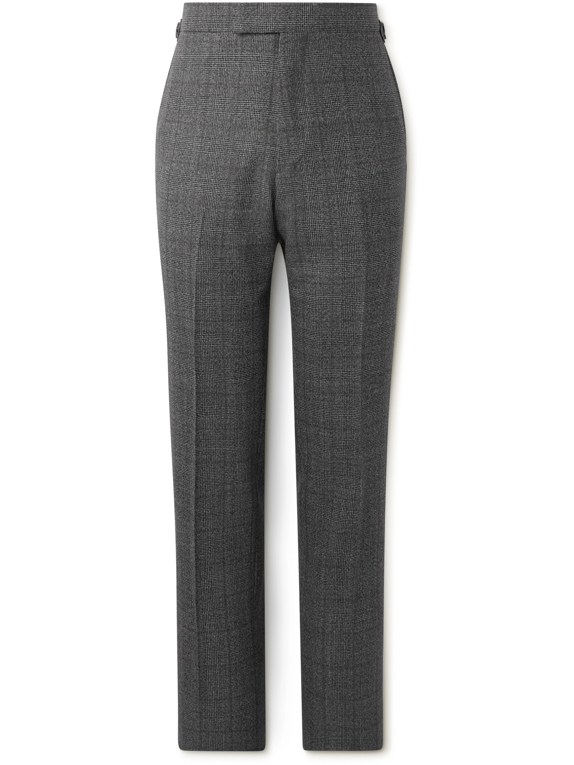 Kingsman Checked Pleated Wool Trousers In Gray