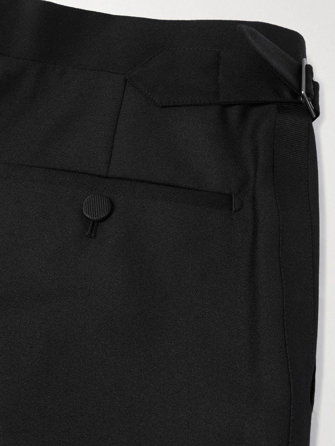 Kingsman Straight-leg Grosgrain-trimmed Wool Tuxedo Trousers In Black