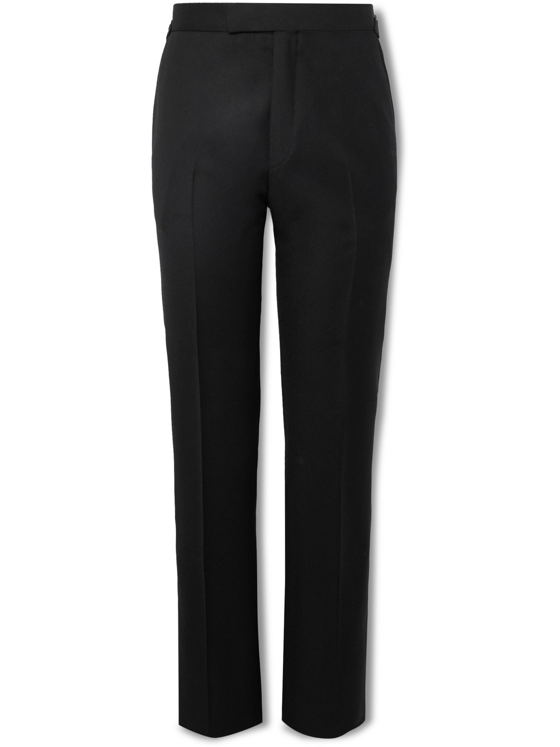 Kingsman Straight-leg Grosgrain-trimmed Wool Tuxedo Trousers In Black