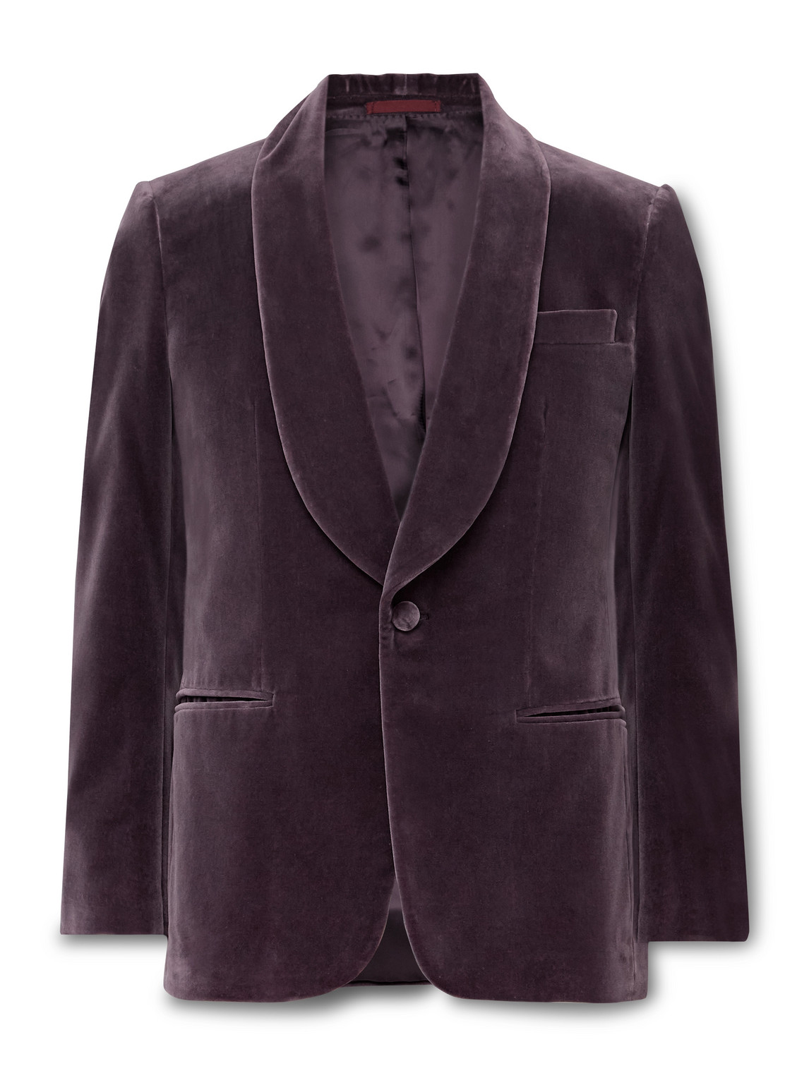 Kingsman Slim-fit Shawl-collar Cotton-velvet Tuxedo Jacket In Purple