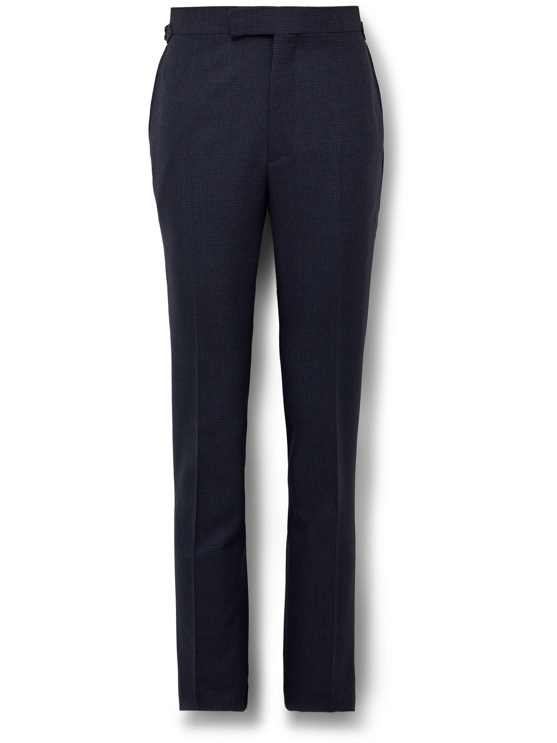 Kingsman Slim-fit Straight-leg Puppytooth Wool Suit Trousers In Blue