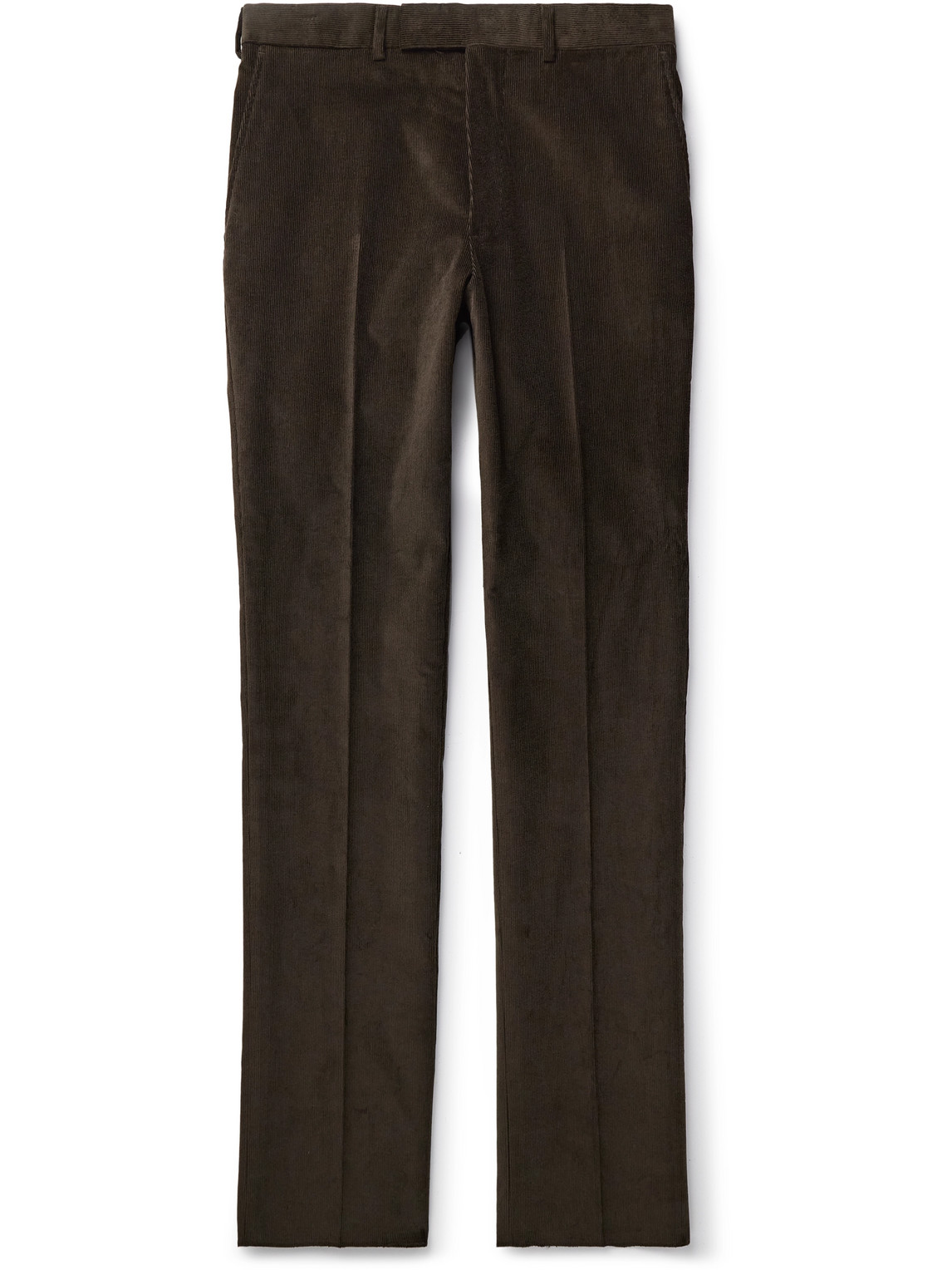 Kingsman Slim-fit Straight-leg Cotton-corduroy Suit Trousers In Brown
