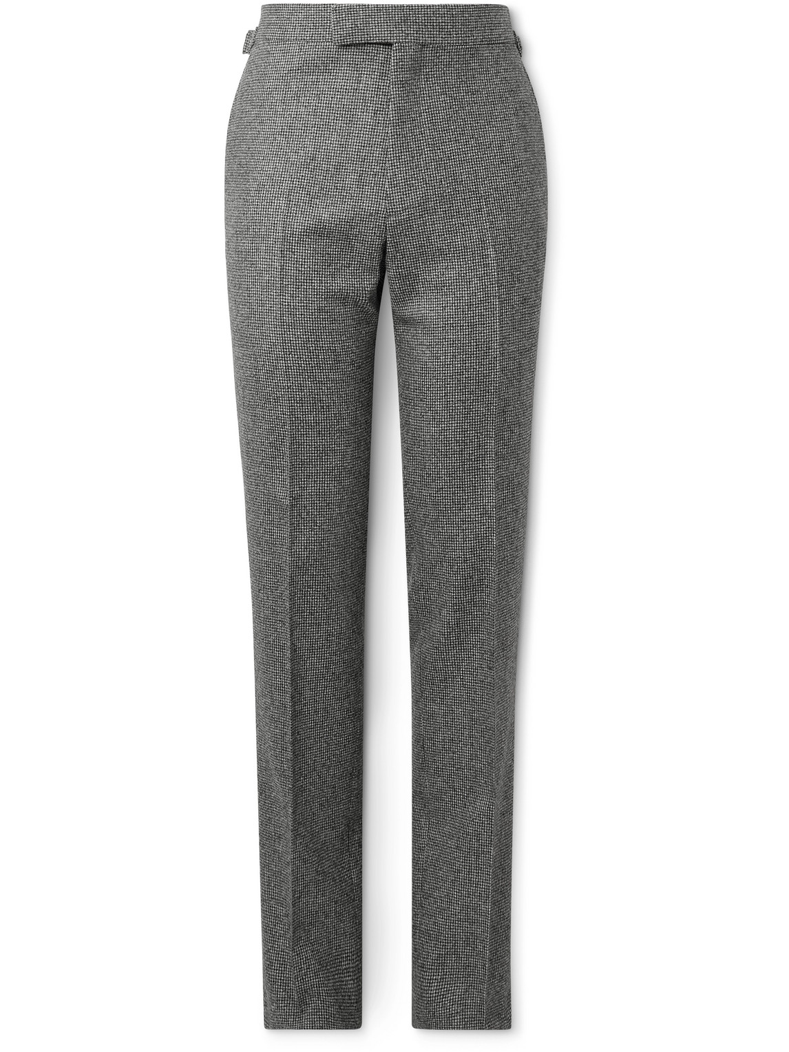 Kingsman Slim-fit Straight-leg Houndstooth Wool Suit Trousers In Gray