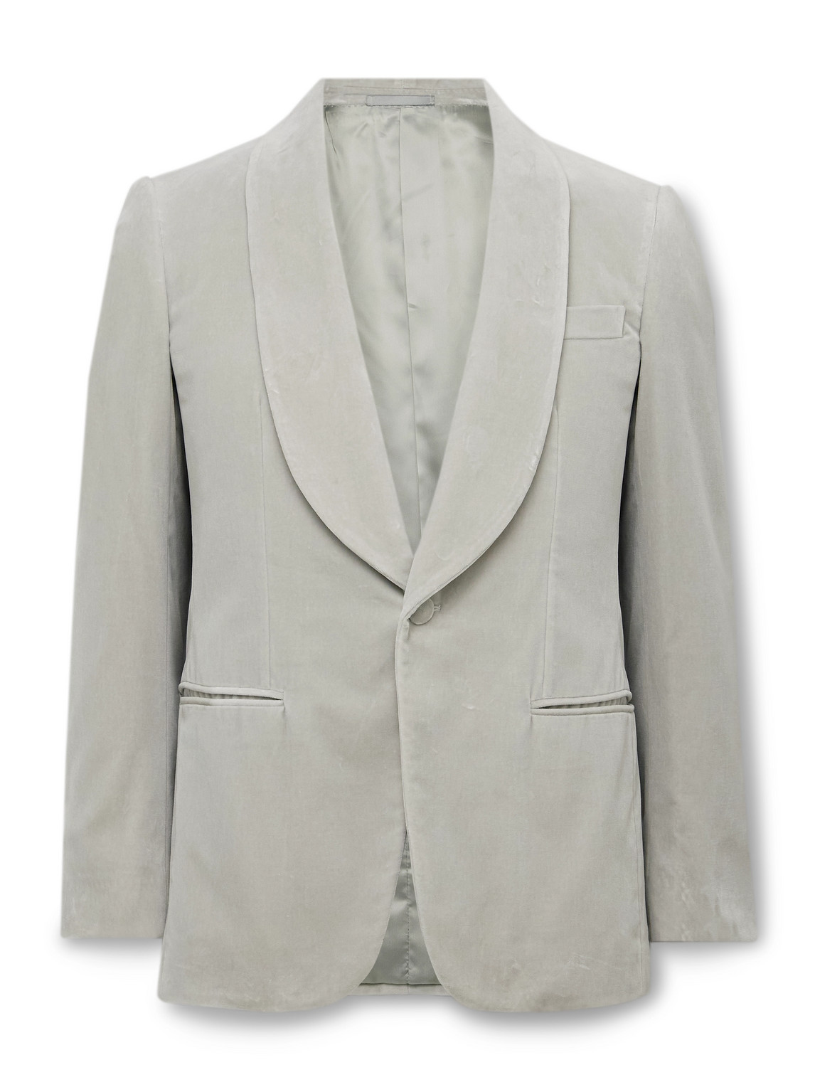 Kingsman Slim-fit Shawl-collar Cotton-velvet Tuxedo Jacket In Grey