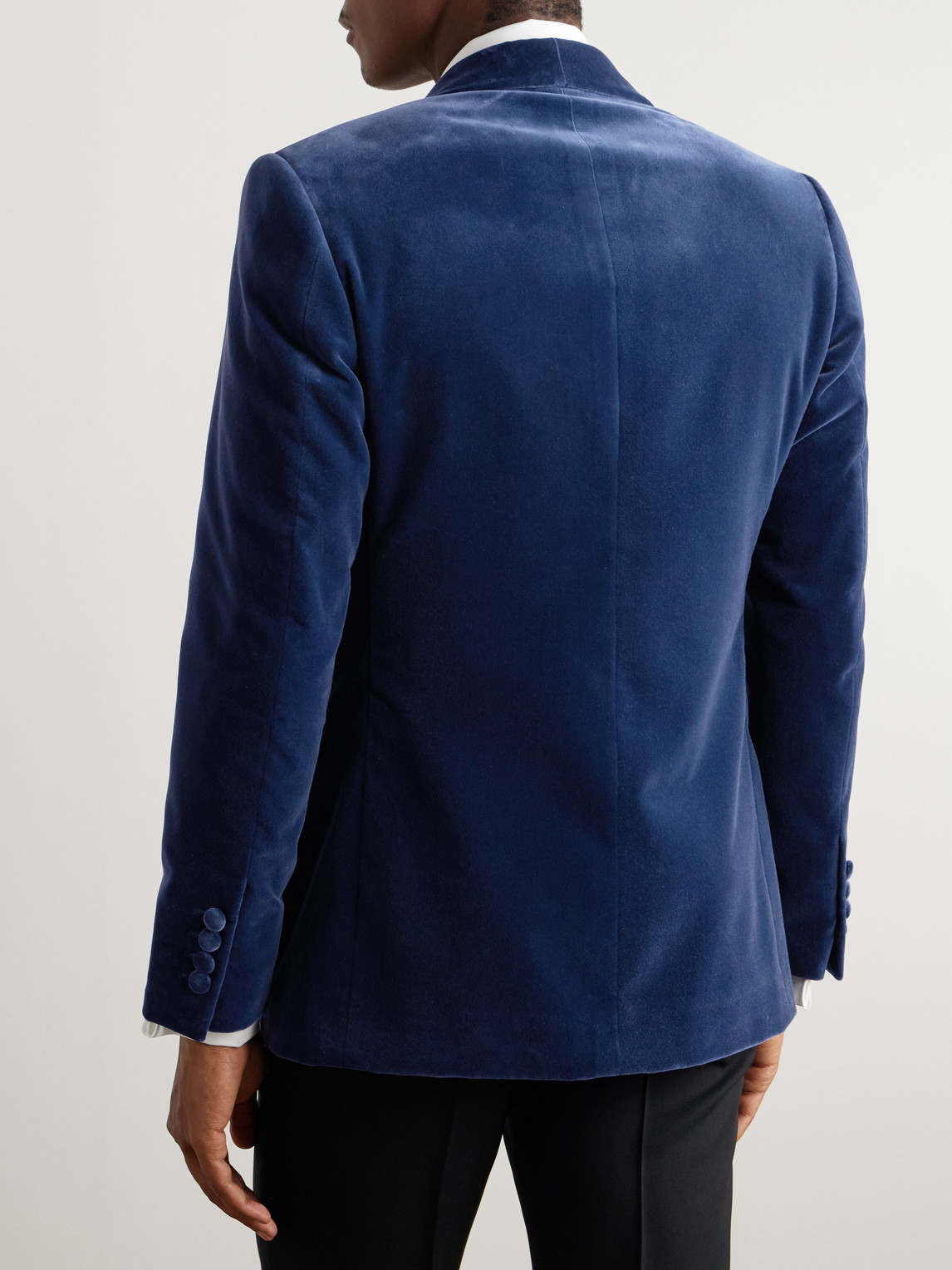 KINGSMAN SLIM-FIT SHAWL-COLLAR COTTON-VELVET TUXEDO JACKET