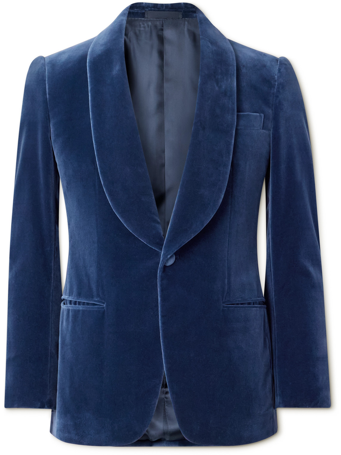 Kingsman Cotton-velvet Tuxedo Jacket In Blue