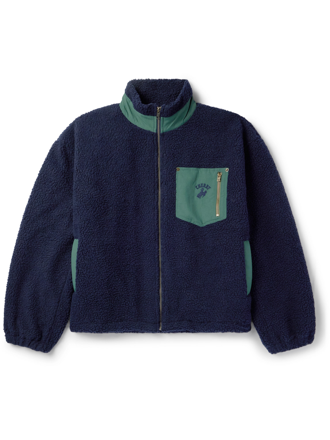 Logo-Appliquéd Twill-Trimmed Cotton-Fleece Jacket