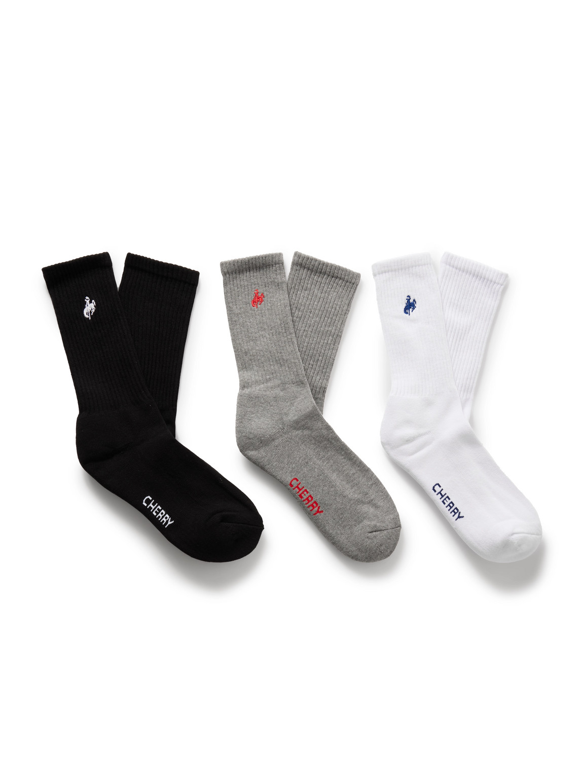 Three-Pack Ribbed Cotton-Blend Socks