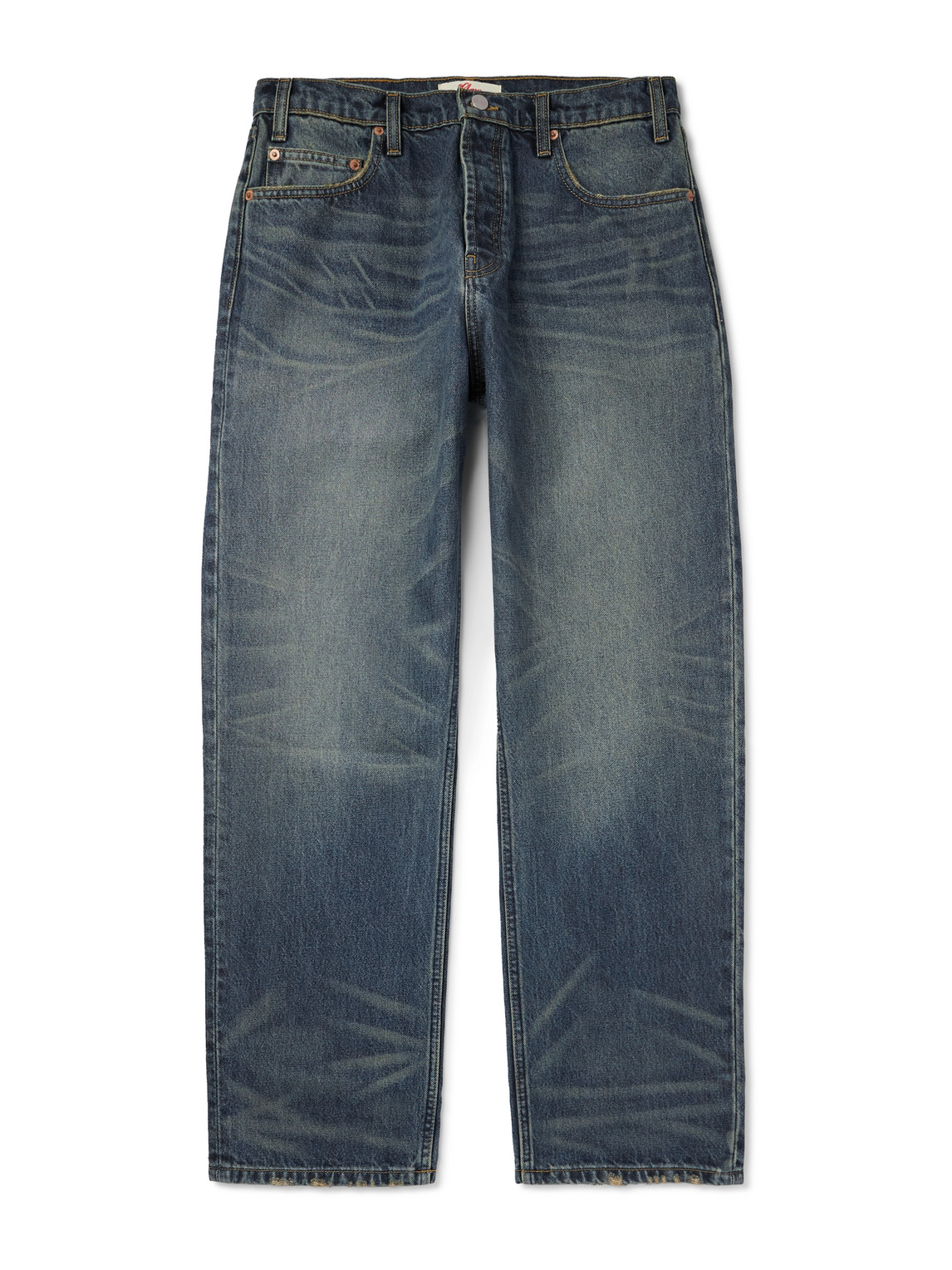 Wide-Leg Distressed Jeans