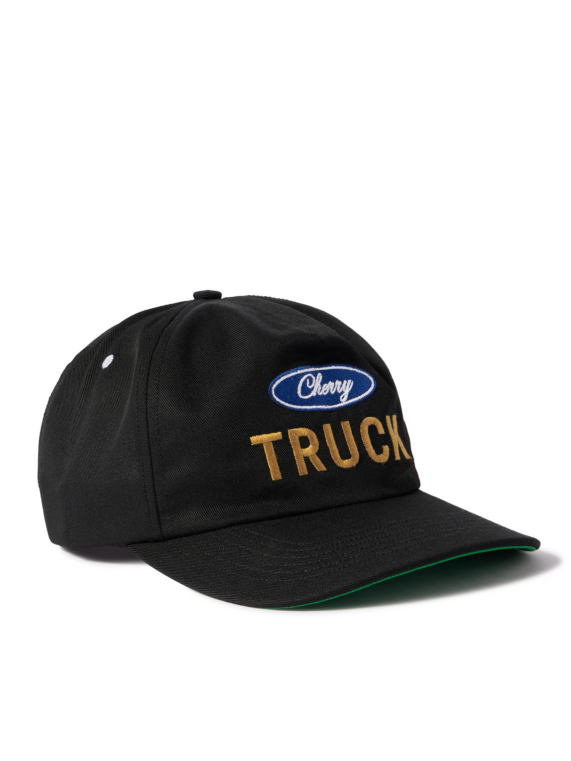 Cherry Los Angeles Truck Appliquéd Logo-embroidered Cotton-canvas Baseball Cap In Black