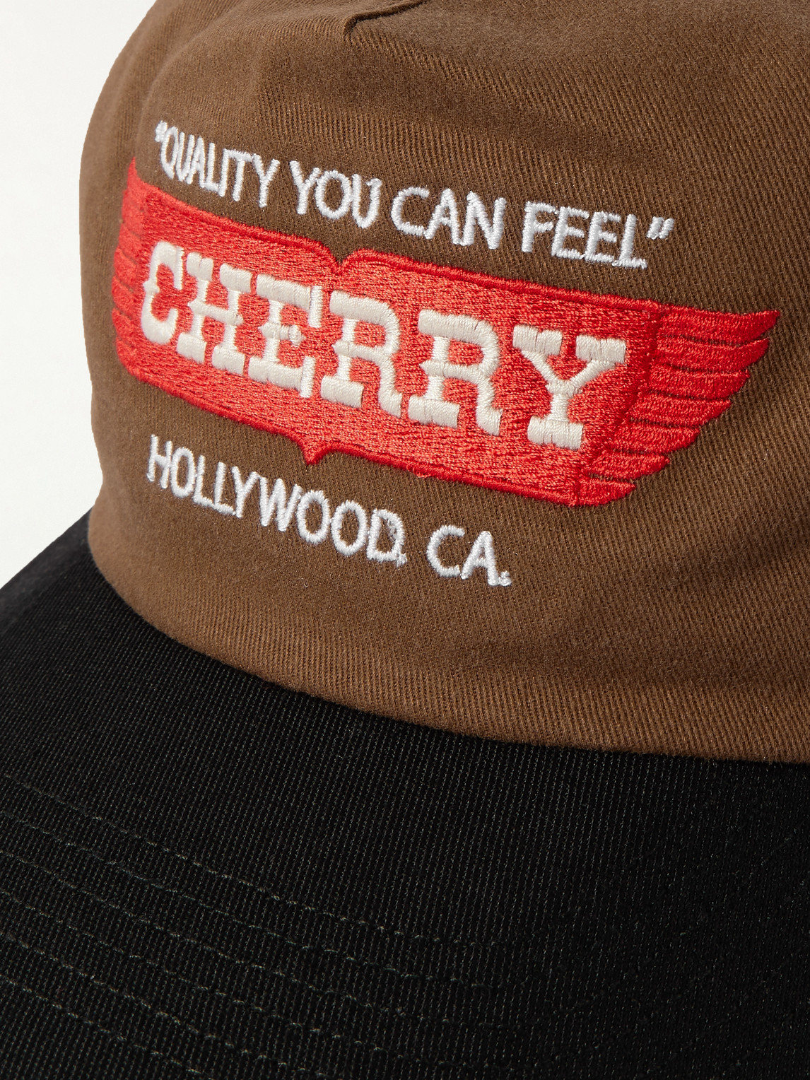 CHERRY LOS ANGELES WINGS LOGO-EMBROIDERED COTTON-TWILL BASEBALL CAP 