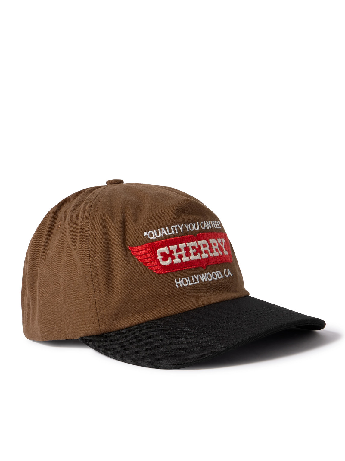 Cherry Los Angeles Wings Logo-embroidered Cotton-twill Baseball Cap In Gold