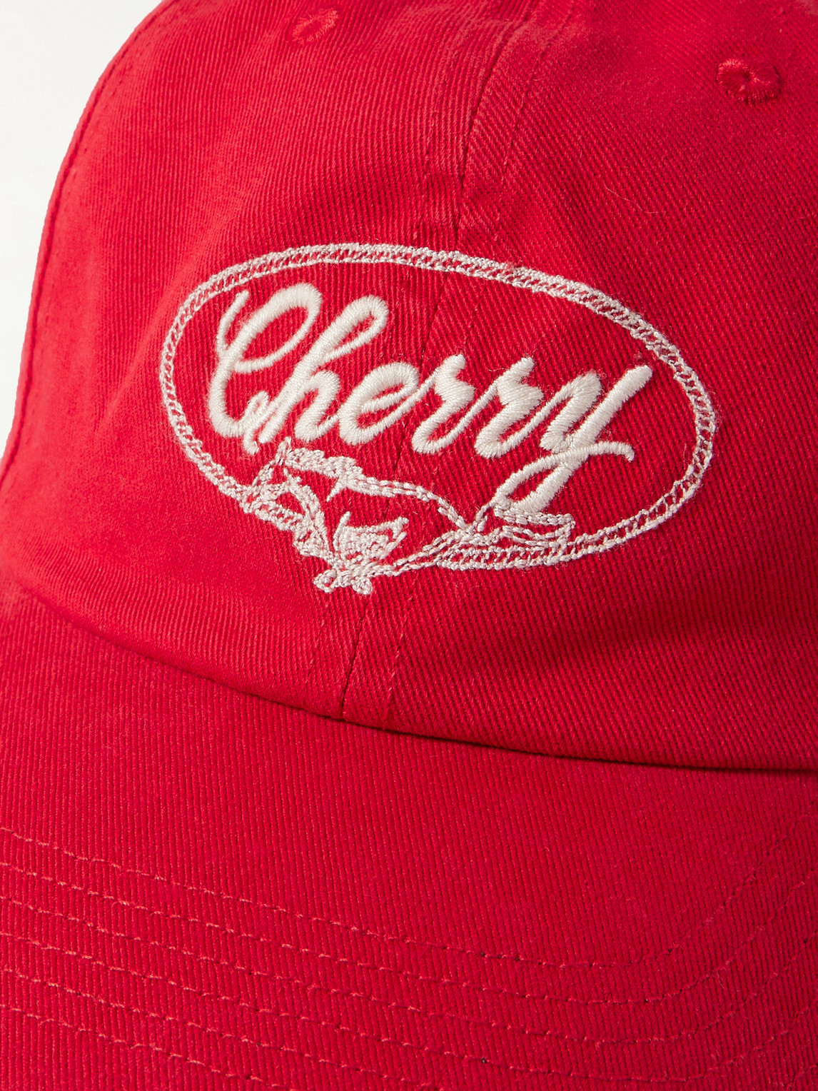 Cherry Los Angeles Horse Power Logo-embroidered Cotton-twill Baseball Cap In Red