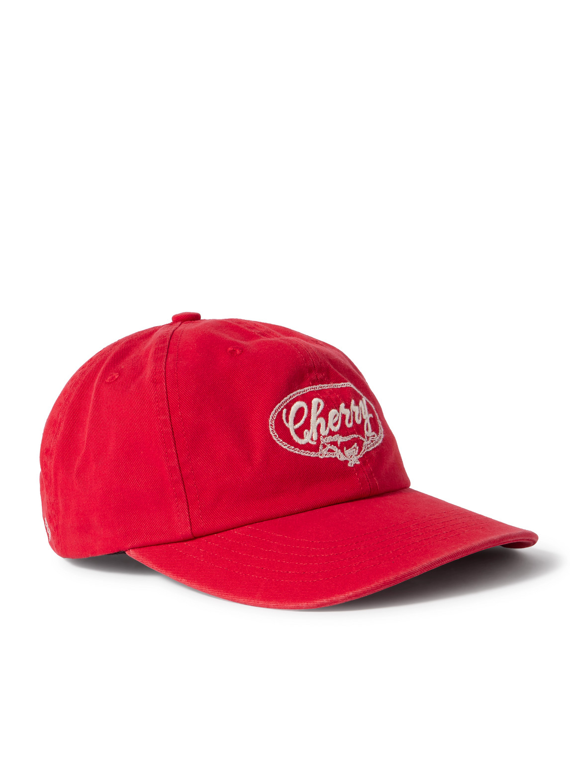Cherry Los Angeles Horse Power Logo-embroidered Cotton-twill Baseball Cap In Red