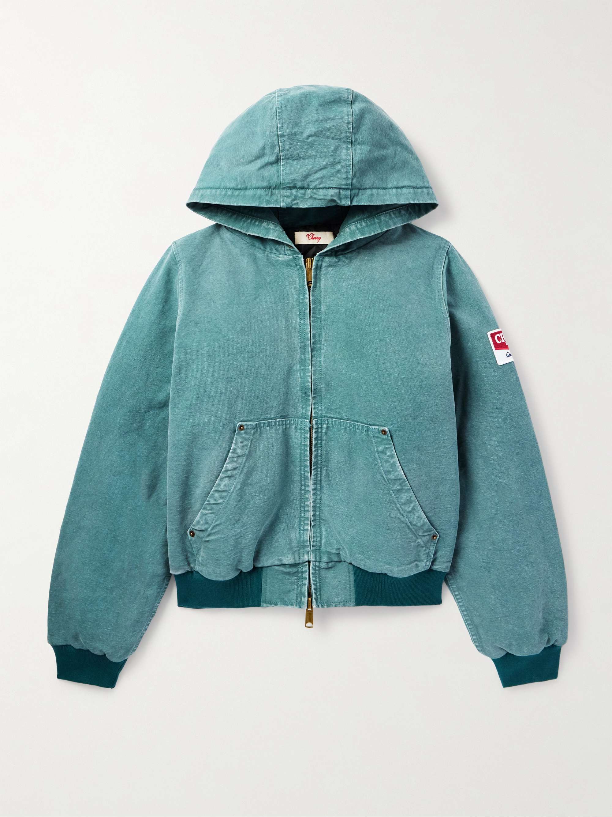 【ファッション通販】の商品をすべて CHERRY Hooded Cotton-Canvas Logo-Appliquéd ANGELES LOS ジャケット・アウター