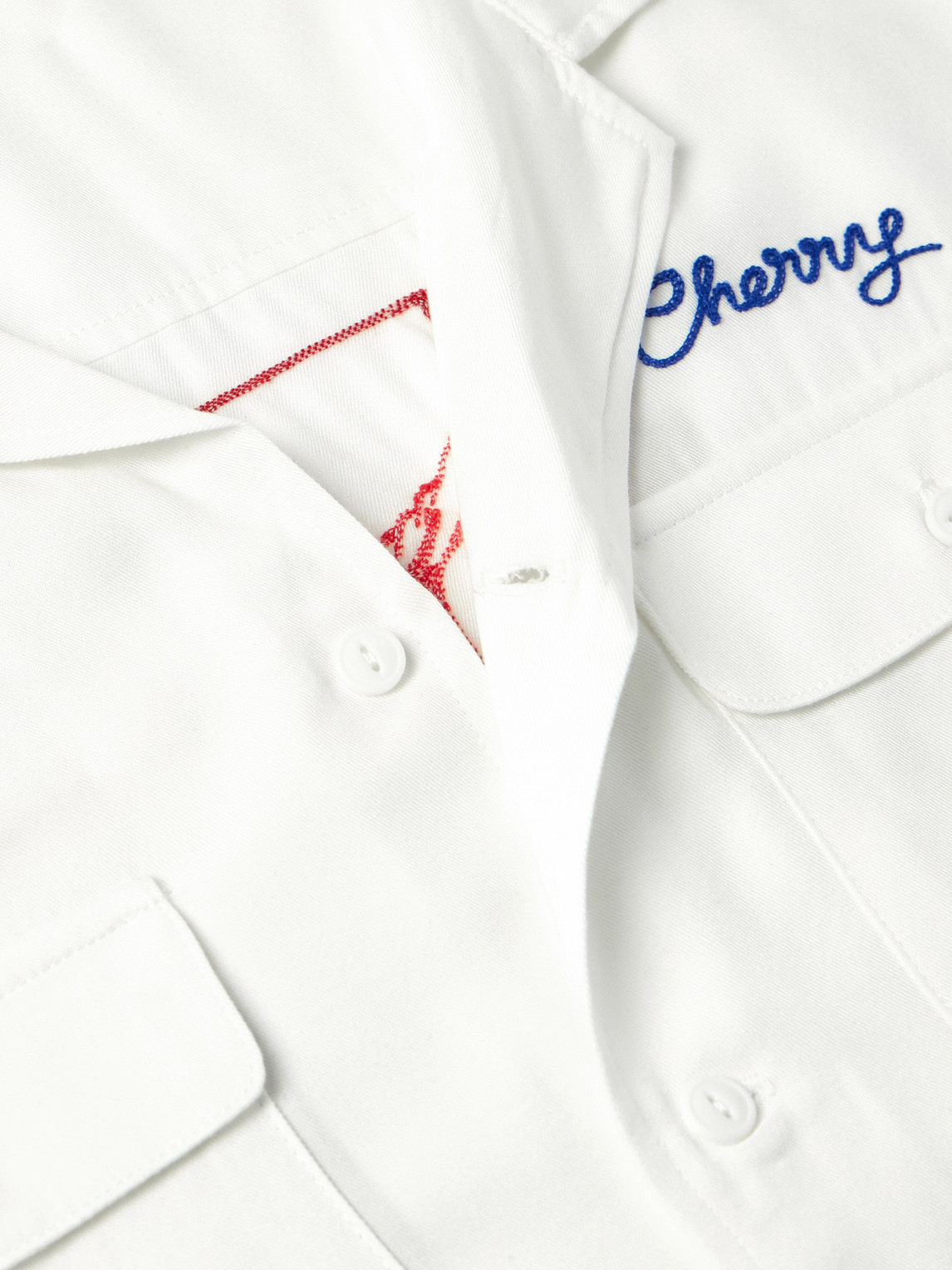 CHERRY LOS ANGELES ORACLE RED BULL RACING MECHANIC CAMP-COLLAR EMBROIDERED TWILL SHIRT