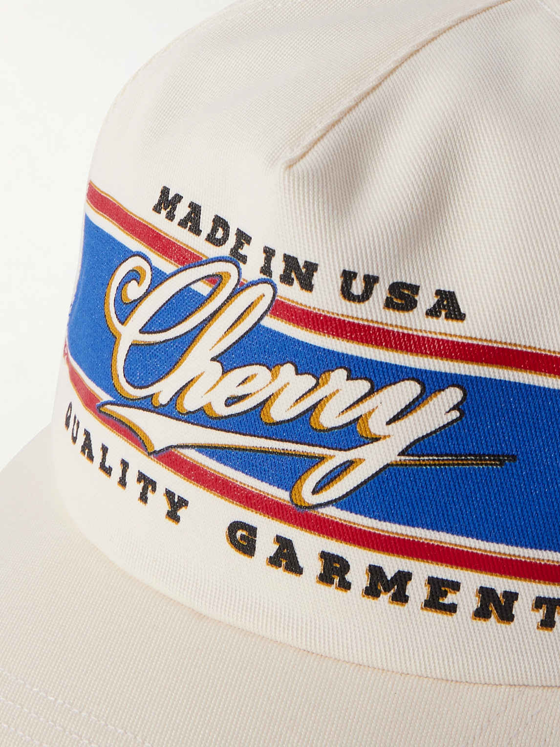 CHERRY LOS ANGELES ORACLE BULL RACING LOGO-PRINT APPLIQUÉD TWILL BASEBALL CAP