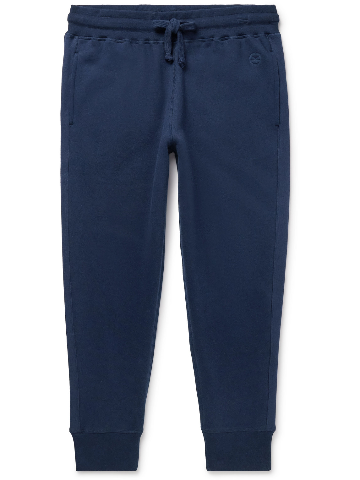 Kingsman Tapered Cotton And Cashmere-blend Jersey Sweatpants In Blue