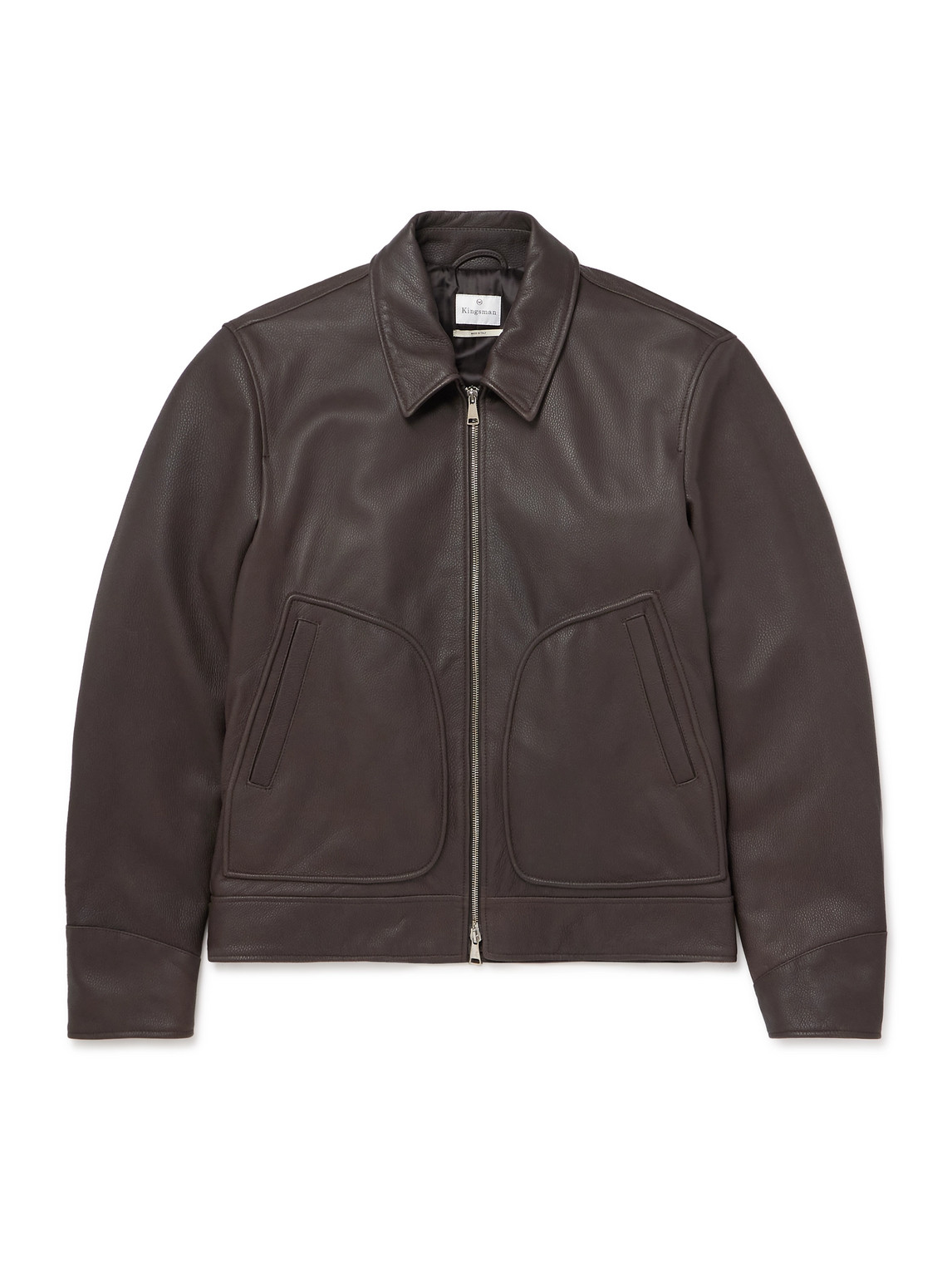 Kingsman Padded Full-grain Leather Jacket In Brown