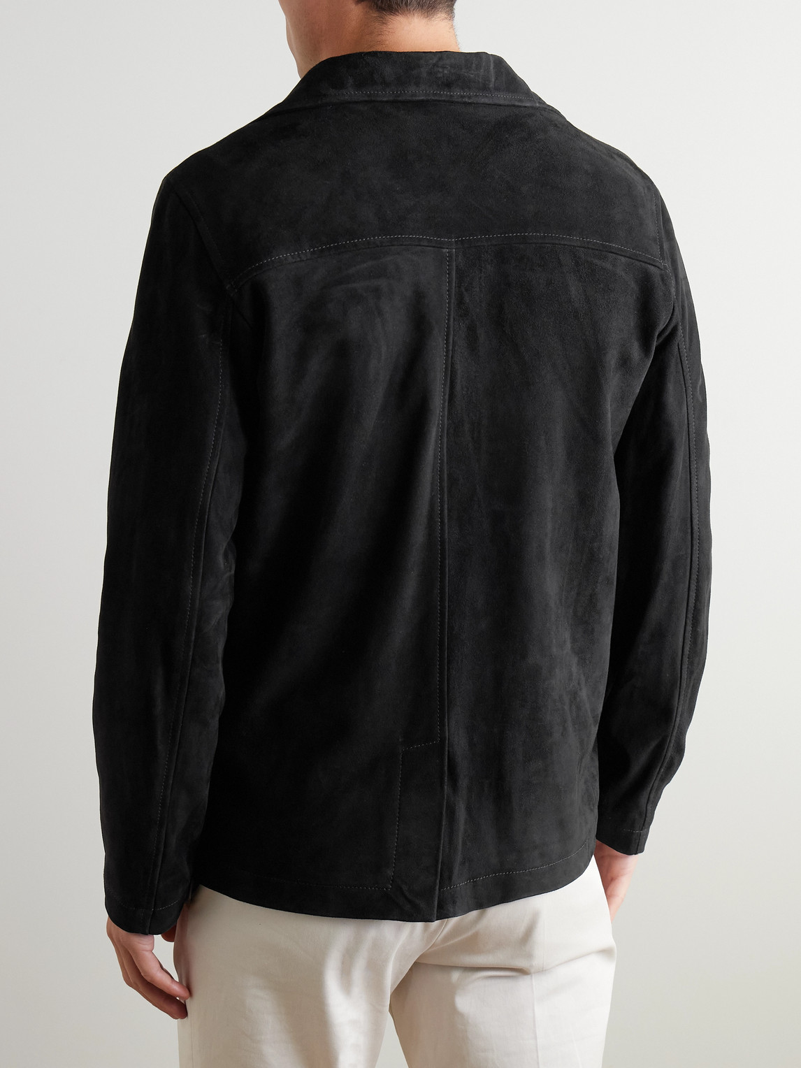 Shop Kingsman Suede Chore Jacket In Black