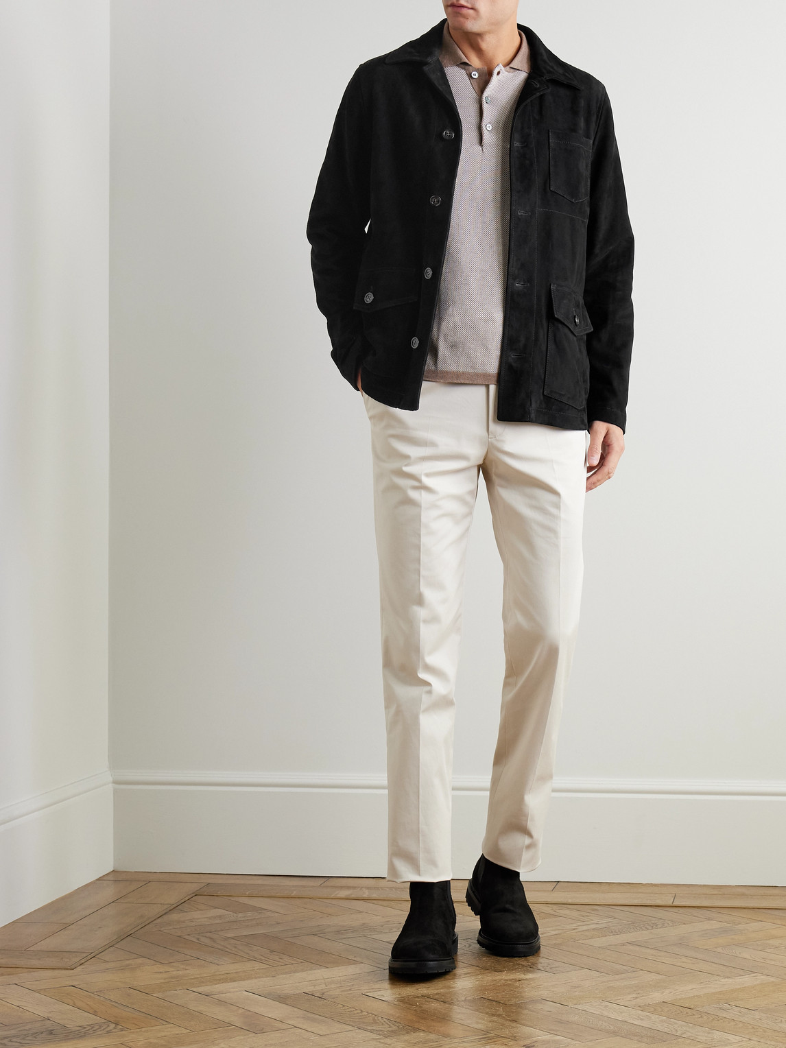 Shop Kingsman Suede Chore Jacket In Black